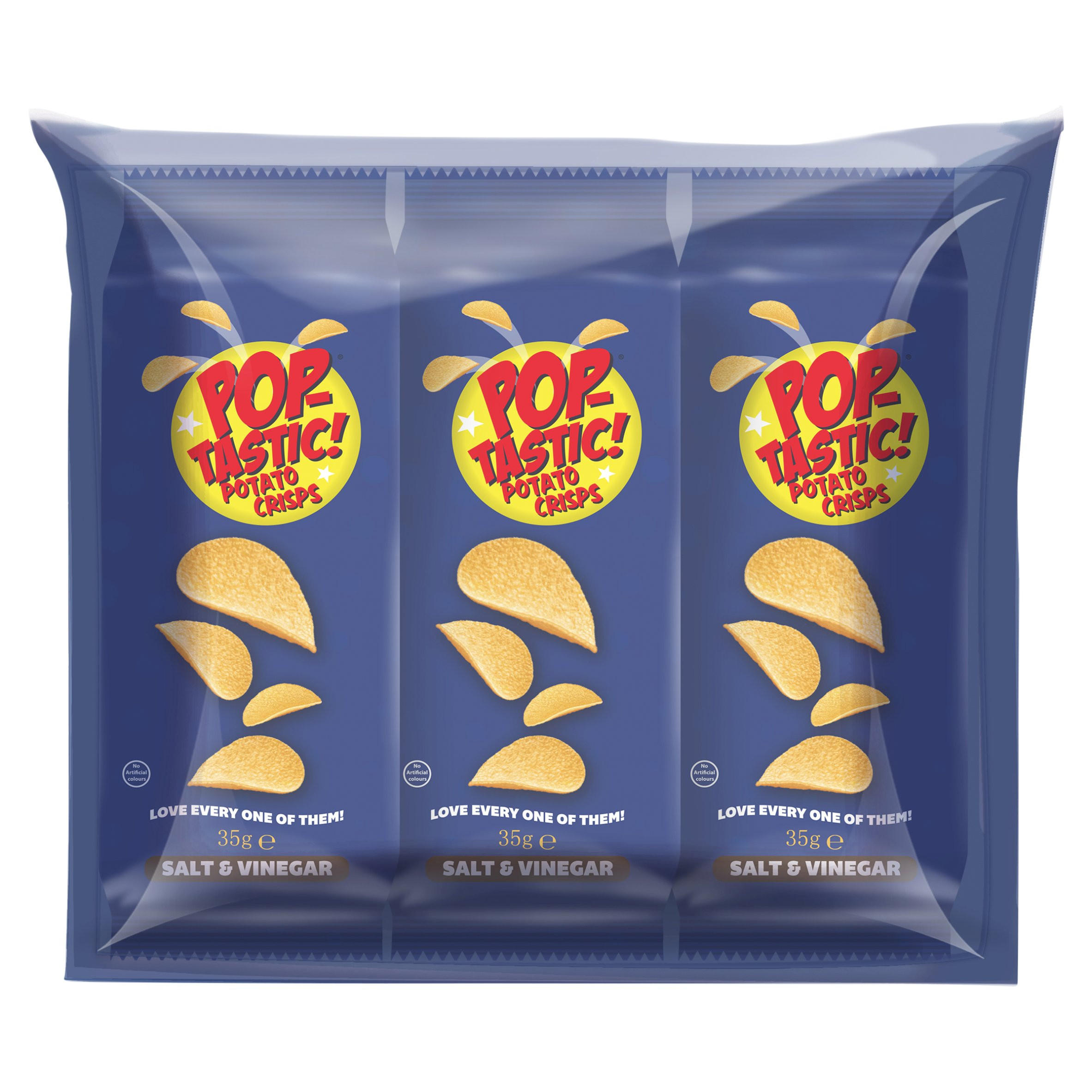 Pop-Tastic! Potato Crisps Salt & Vinegar 3 x 35g