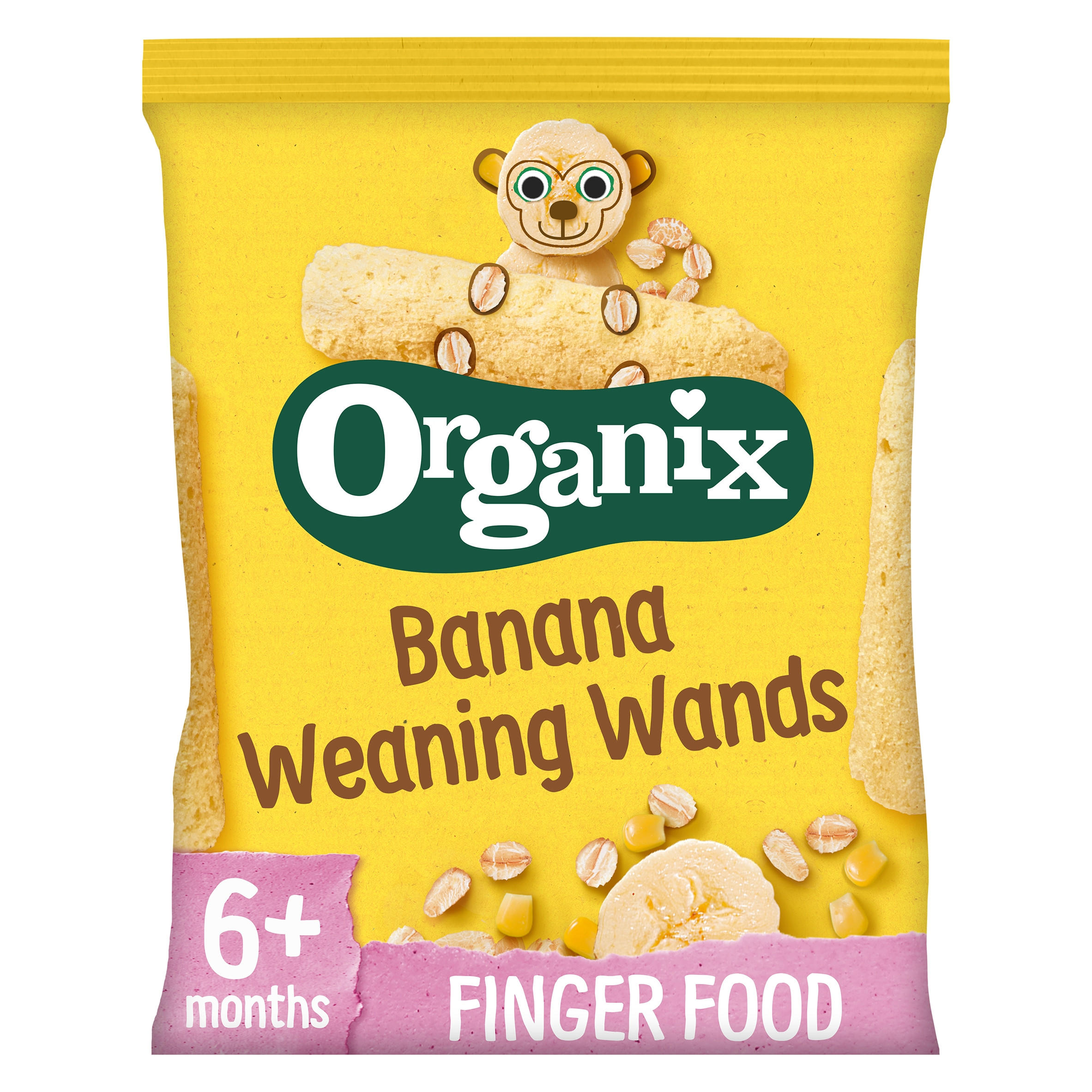 Organix Banana Weaning Wands Organic Baby Snacks Puffs 25g 6 months+