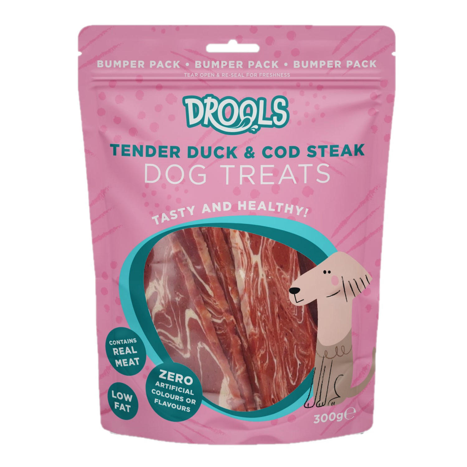 Drools Tender Duck & Cod Steak Dog Treats 300g
