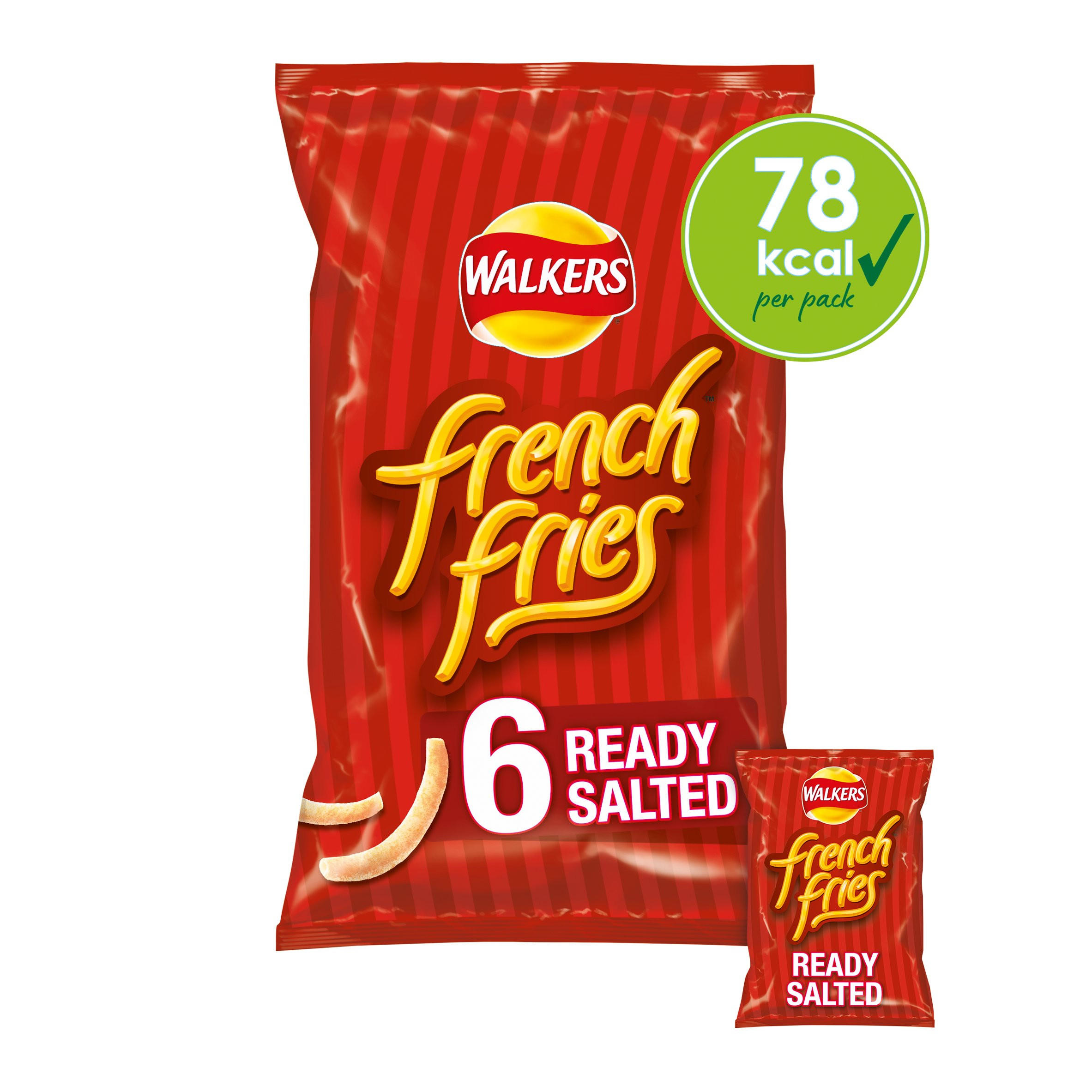 Walkers French Fries Ready Salted Multipack Snacks Crisps 6x18g