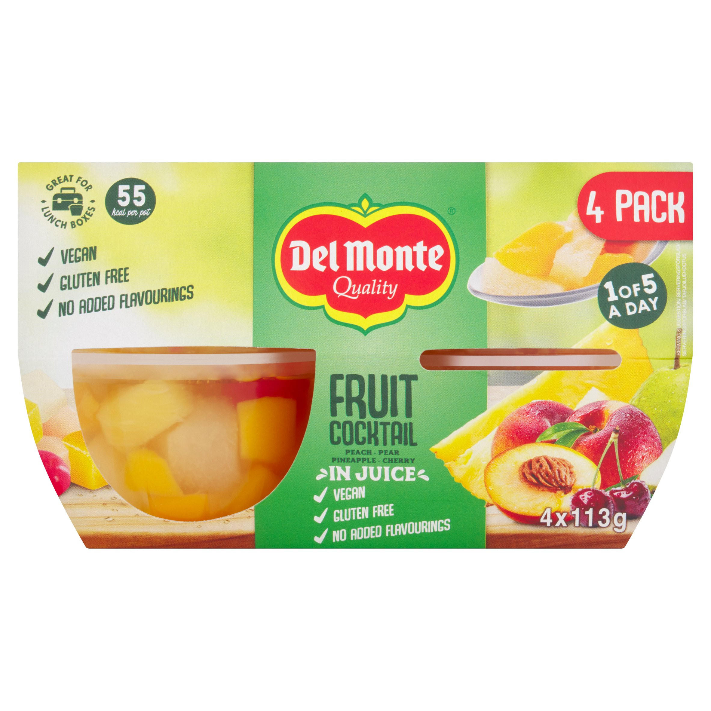 Del Monte Fruit Cocktail Peach - Pear - Pineapple - Cherry in Juice 4 x 113g (452g)