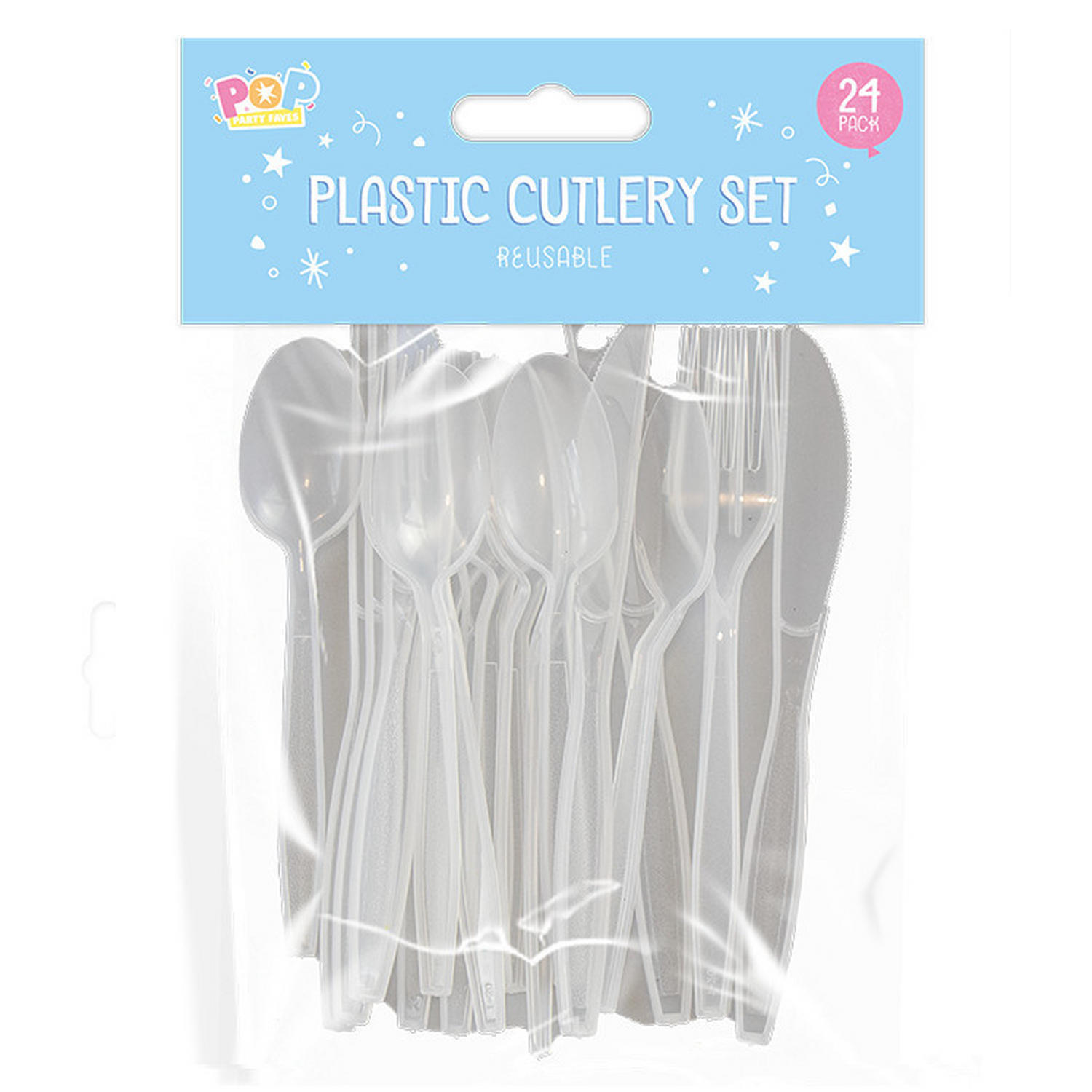 Reusable Plastic Cutlery Set 24pk