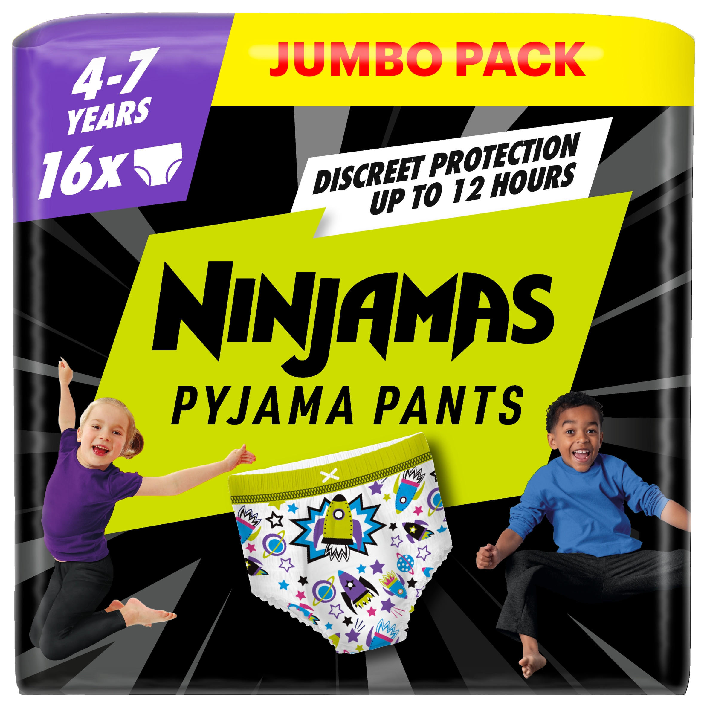 Pampers Ninjamas Pyjama Pants Unisex Spaceships, 4 - 7 Years, 16 Pyjama Pants