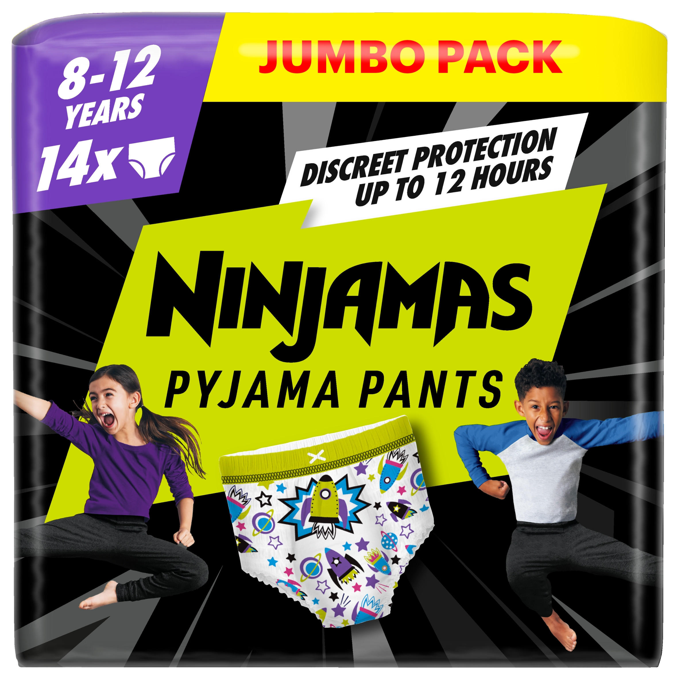 Pampers Ninjamas Pyjama Pants Unisex Spaceships, 8 - 12 Years, 14 Pyjama Pants