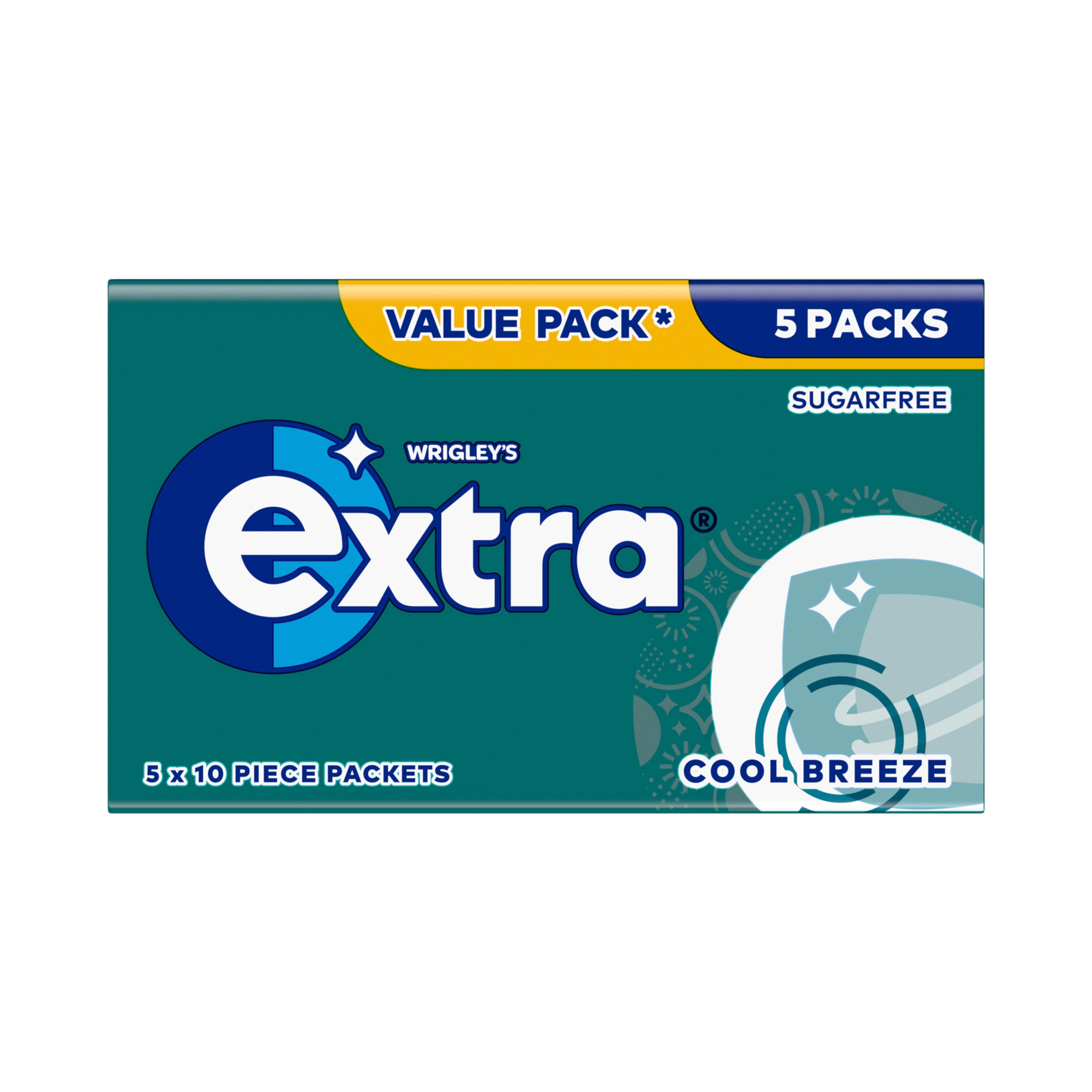 Extra Cool Breeze Sugarfree Chewing Gum Multipack 5x10 Pieces