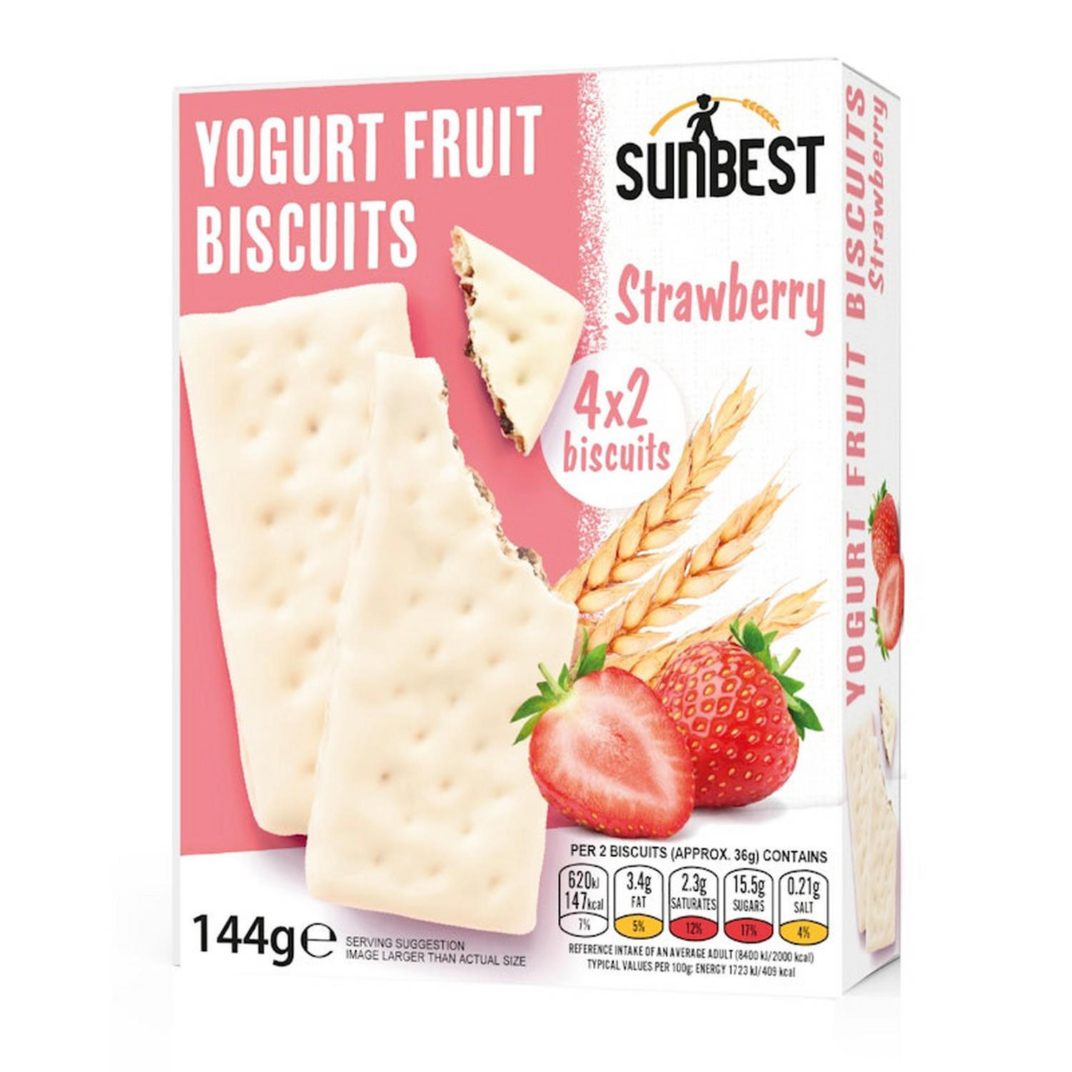 Sunbest 4 Pack Strawberry Yogurt Fruit Biscuits (4x 36g)