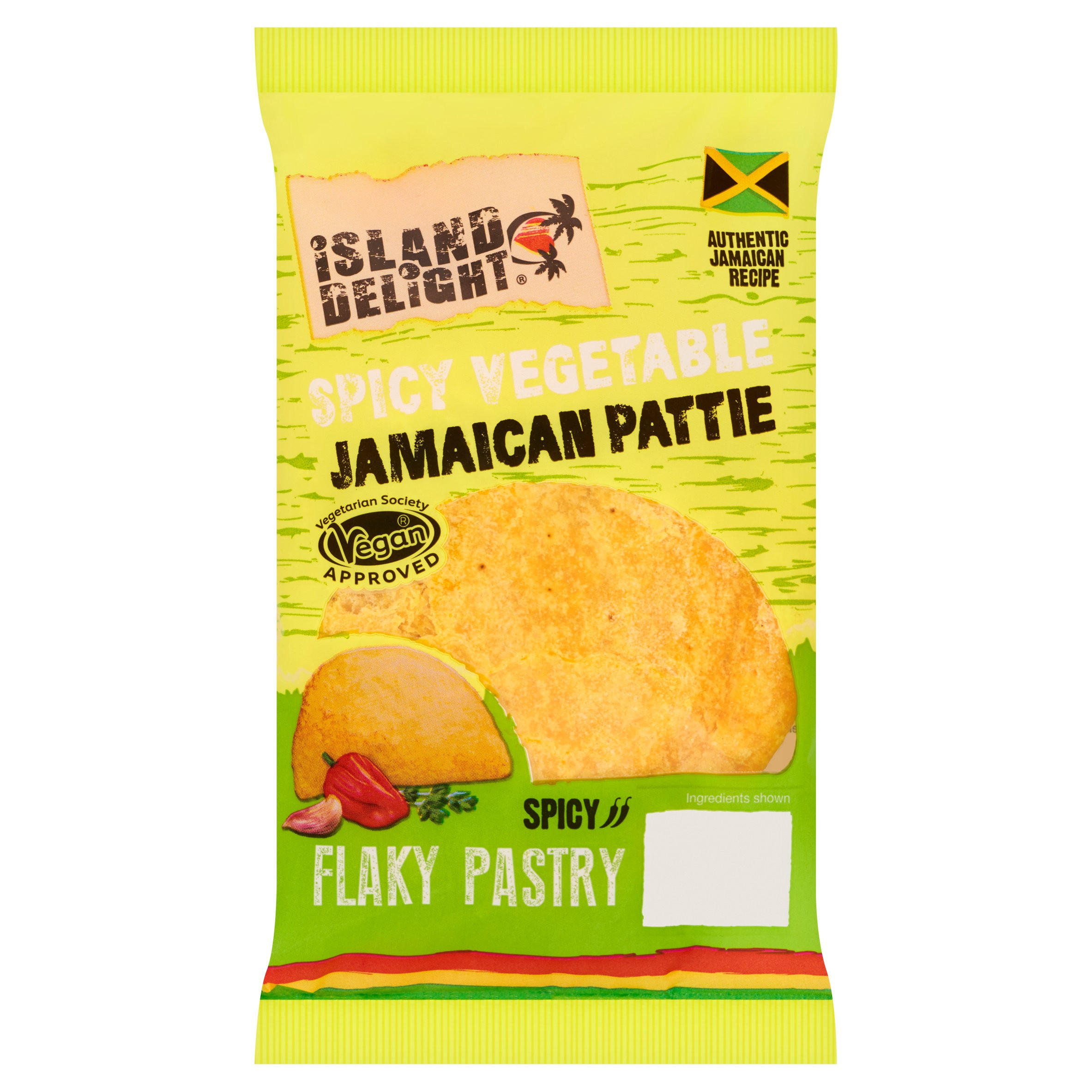 Island Delight Spicy Vegetable Jamaican Pattie Flaky Pastry 140g