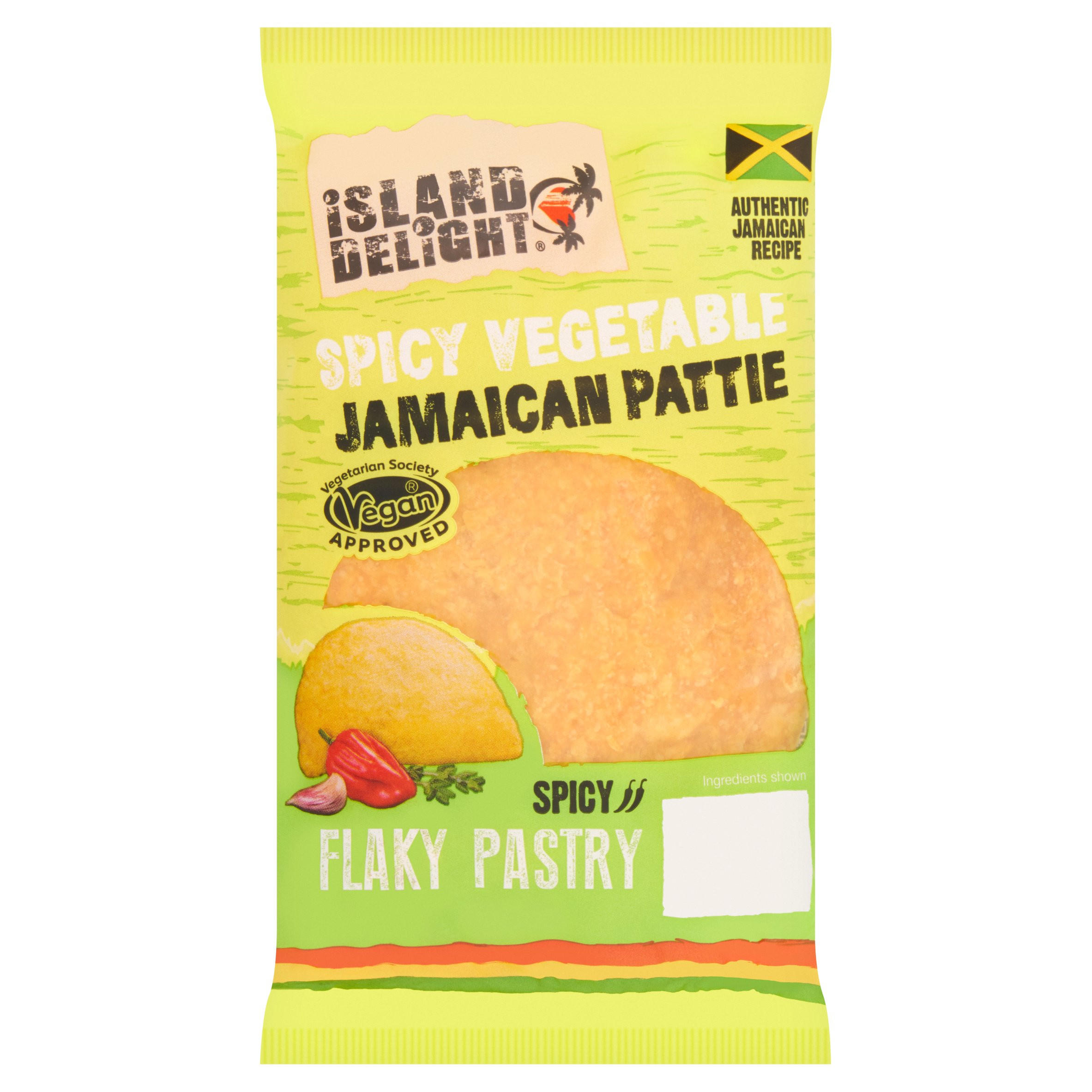 Island Delight Spicy Vegetable Jamaican Pattie Flaky Pastry 140g