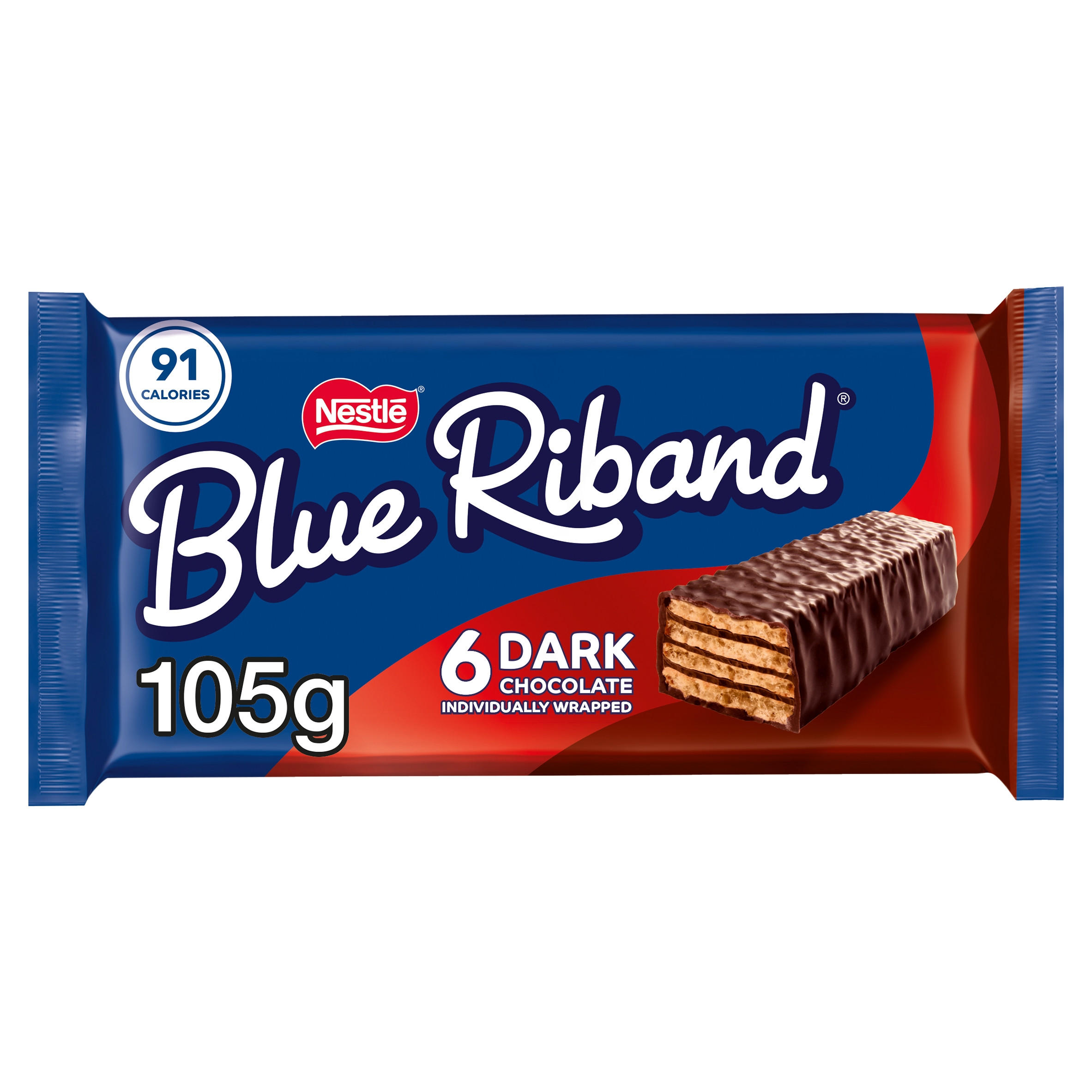 Blue Riband Dark Chocolate Wafer Biscuit Bar 6 Pack Multipack 105g