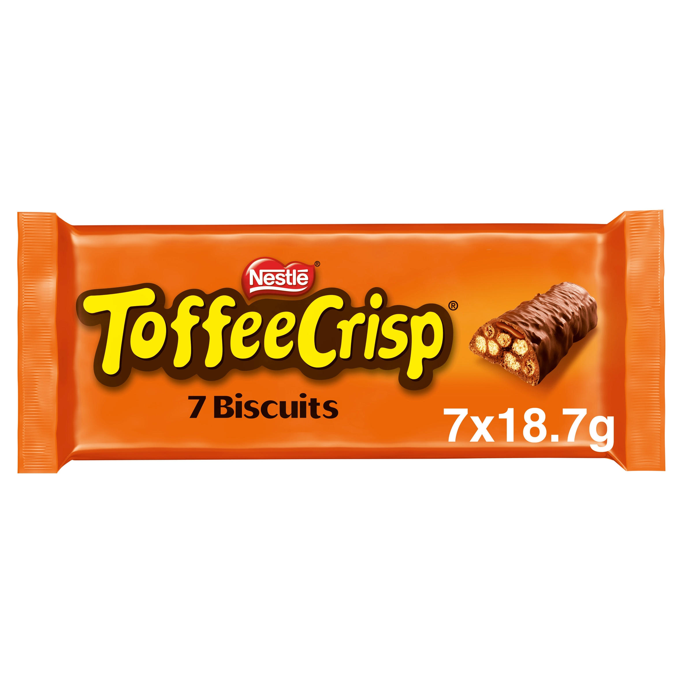 Toffee Crisp Milk Chocolate Biscuit Bar 7 Pack Multipack 130.9g