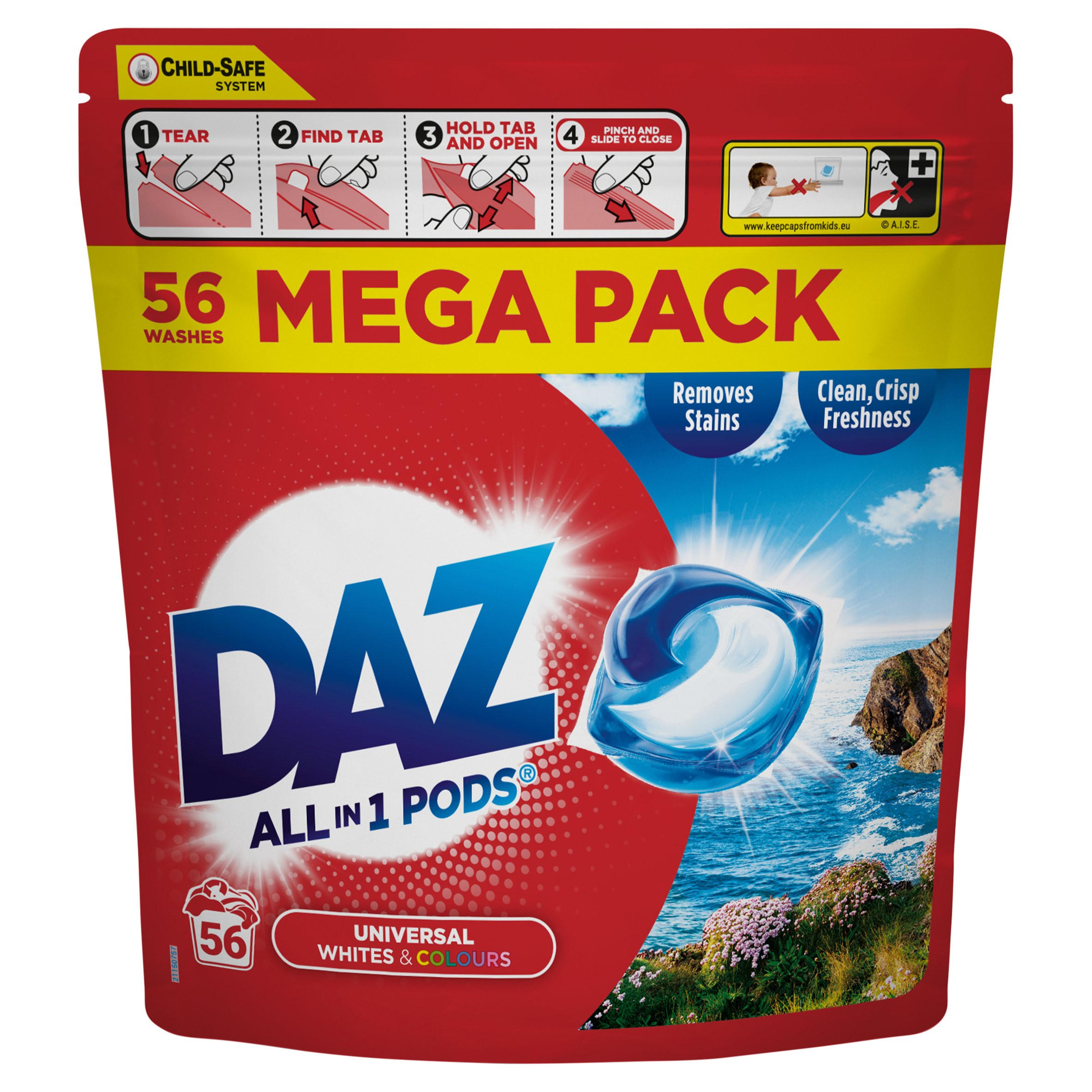 Daz All in 1 Pods Universal Whites & Colours 56 x 16.7g (935.2g)