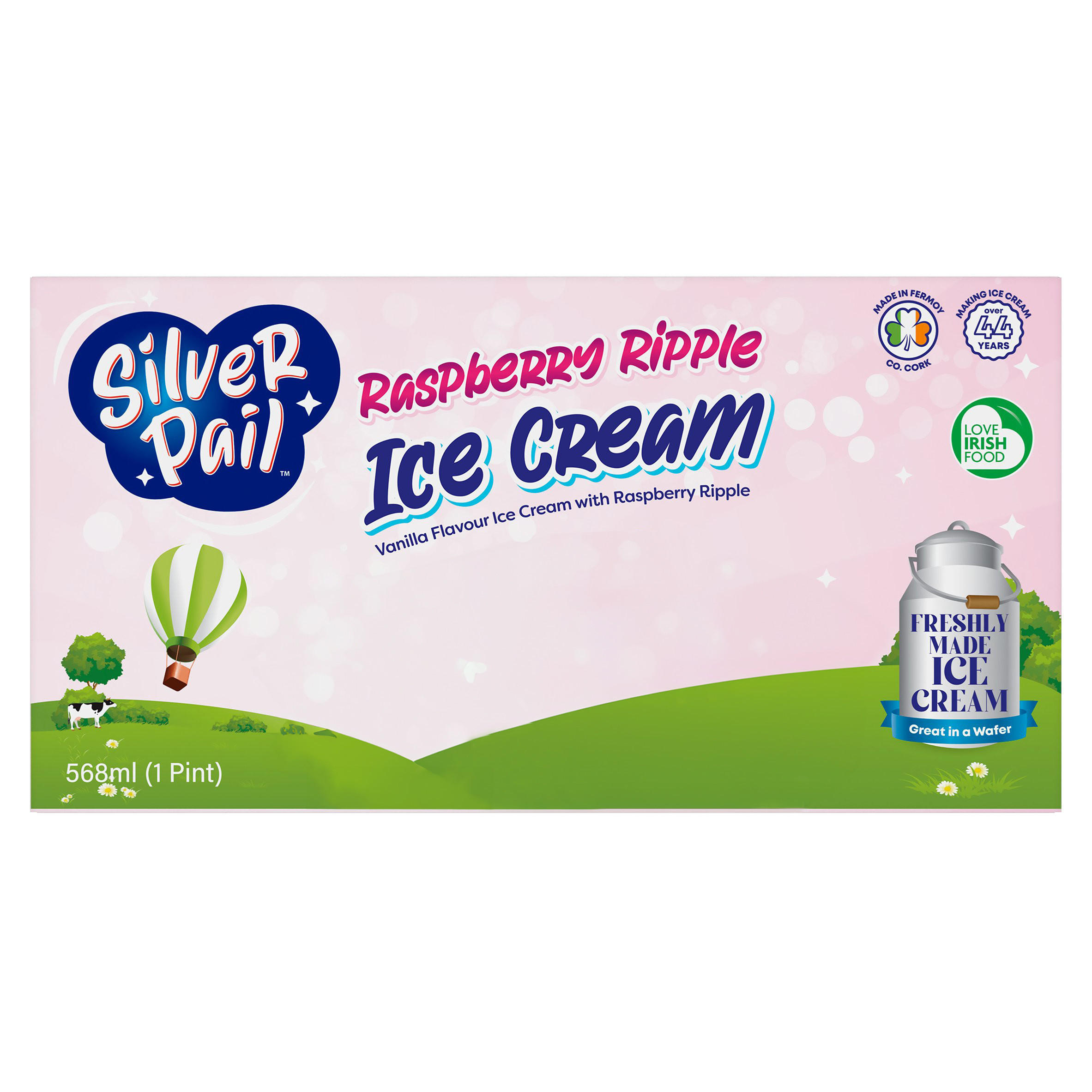 Silver Pail Raspberry Ripple Ice Cream Block 568ml