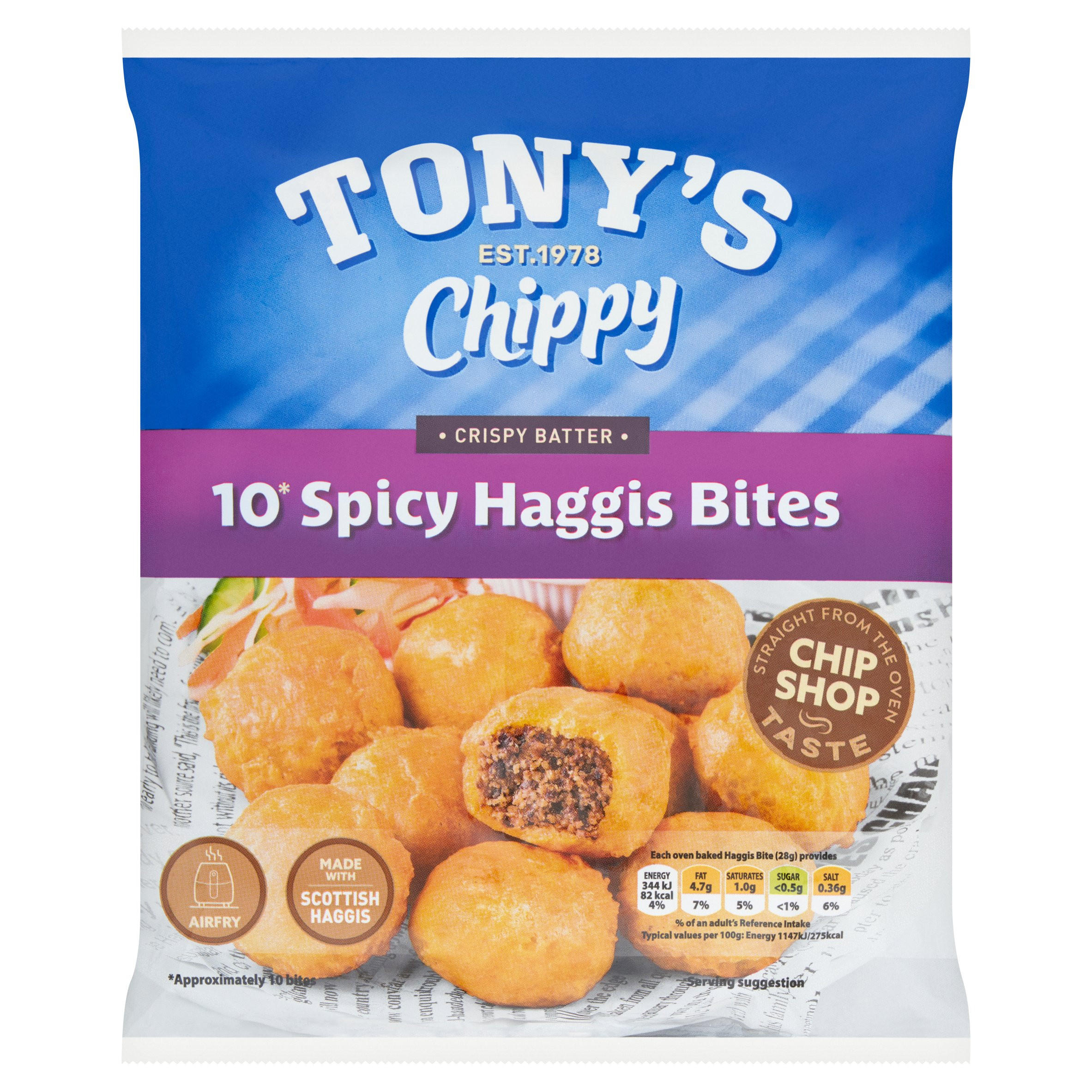 Tony's Chippy 10 Spicy Haggis Bites 300g