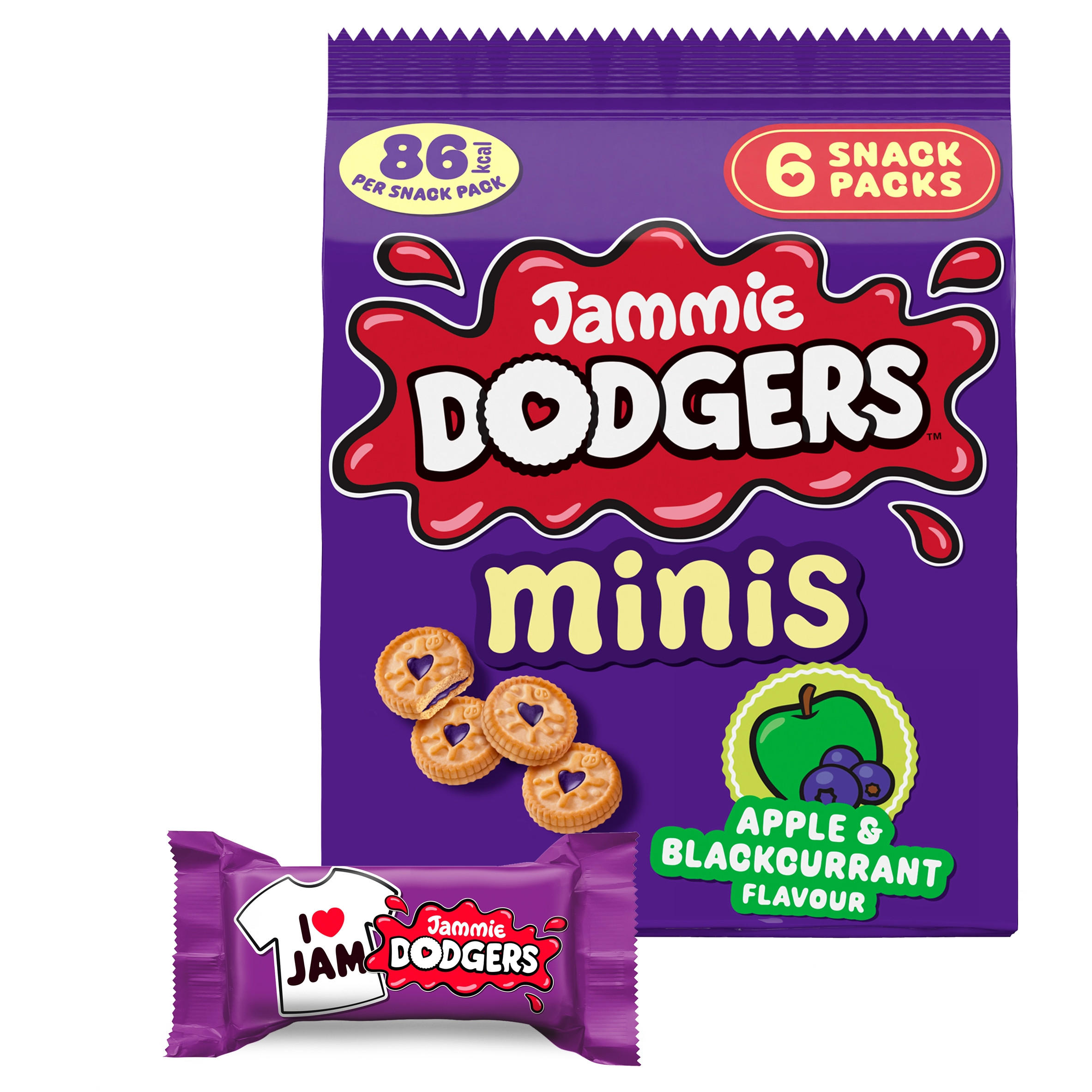 Jammie Dodgers Minis Apple & Blackcurrant Flavour 120g (6 x 20g)
