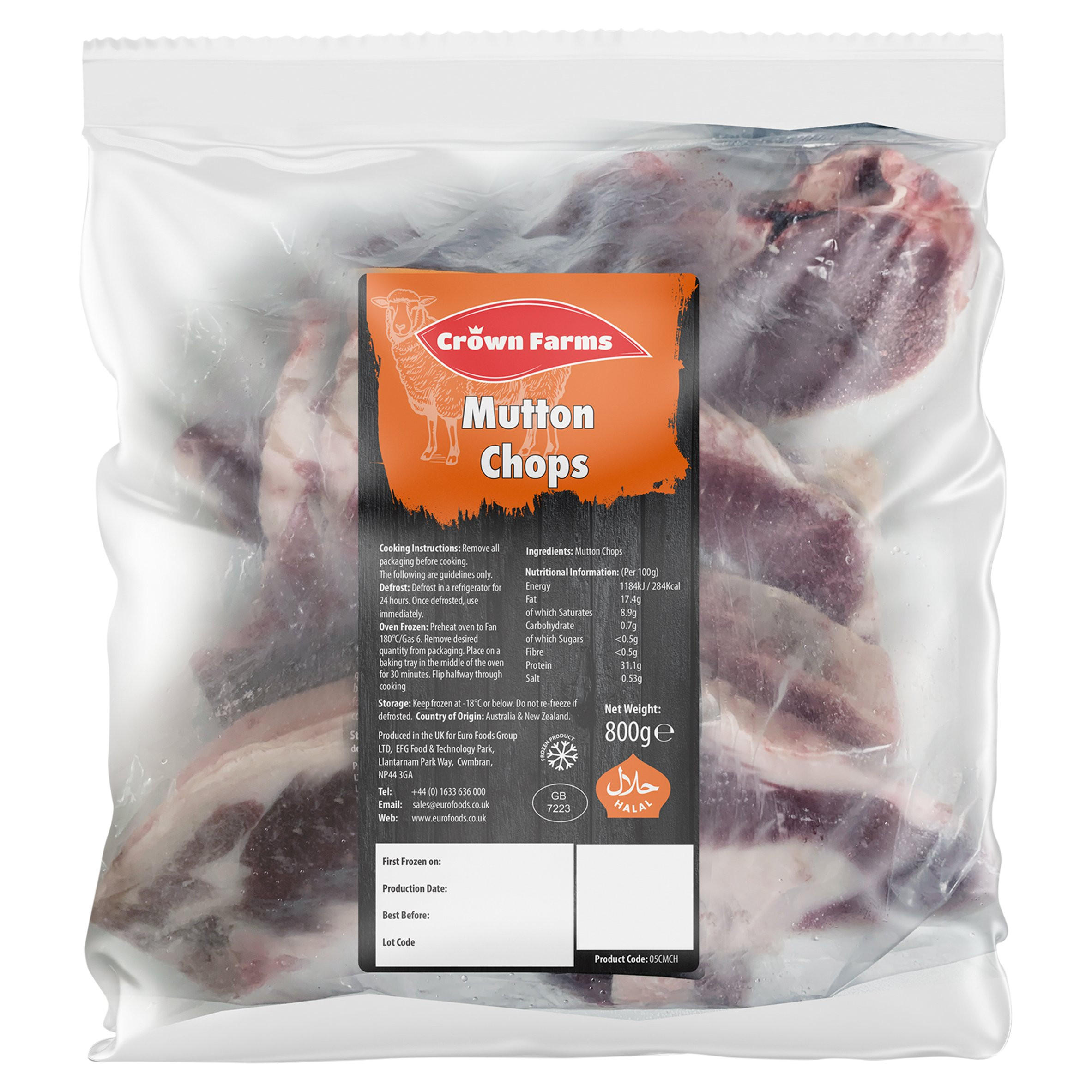 Crown Farms Mutton Chops 800g