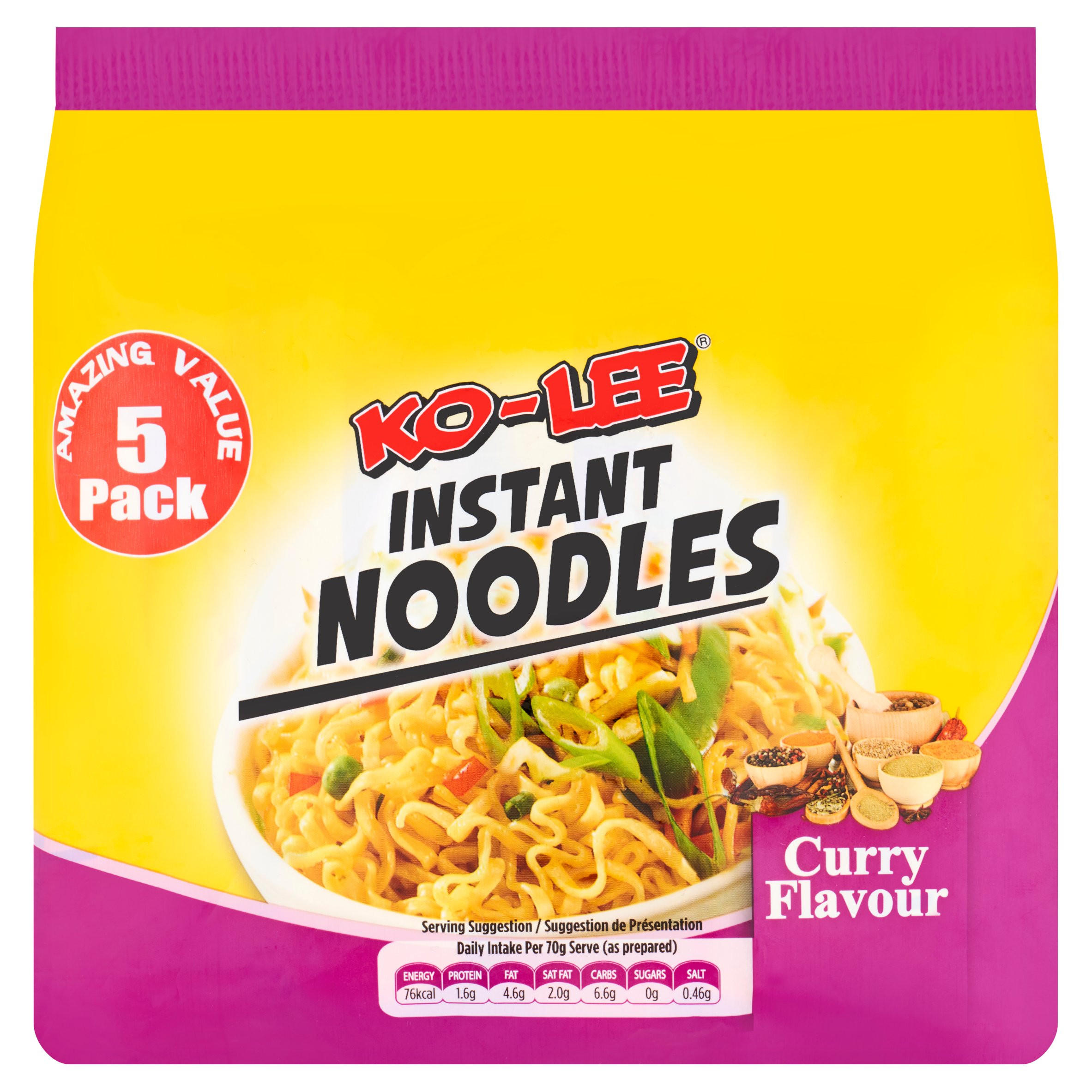 Ko-Lee Curry Flavour Instant Noodles 5 x 70g