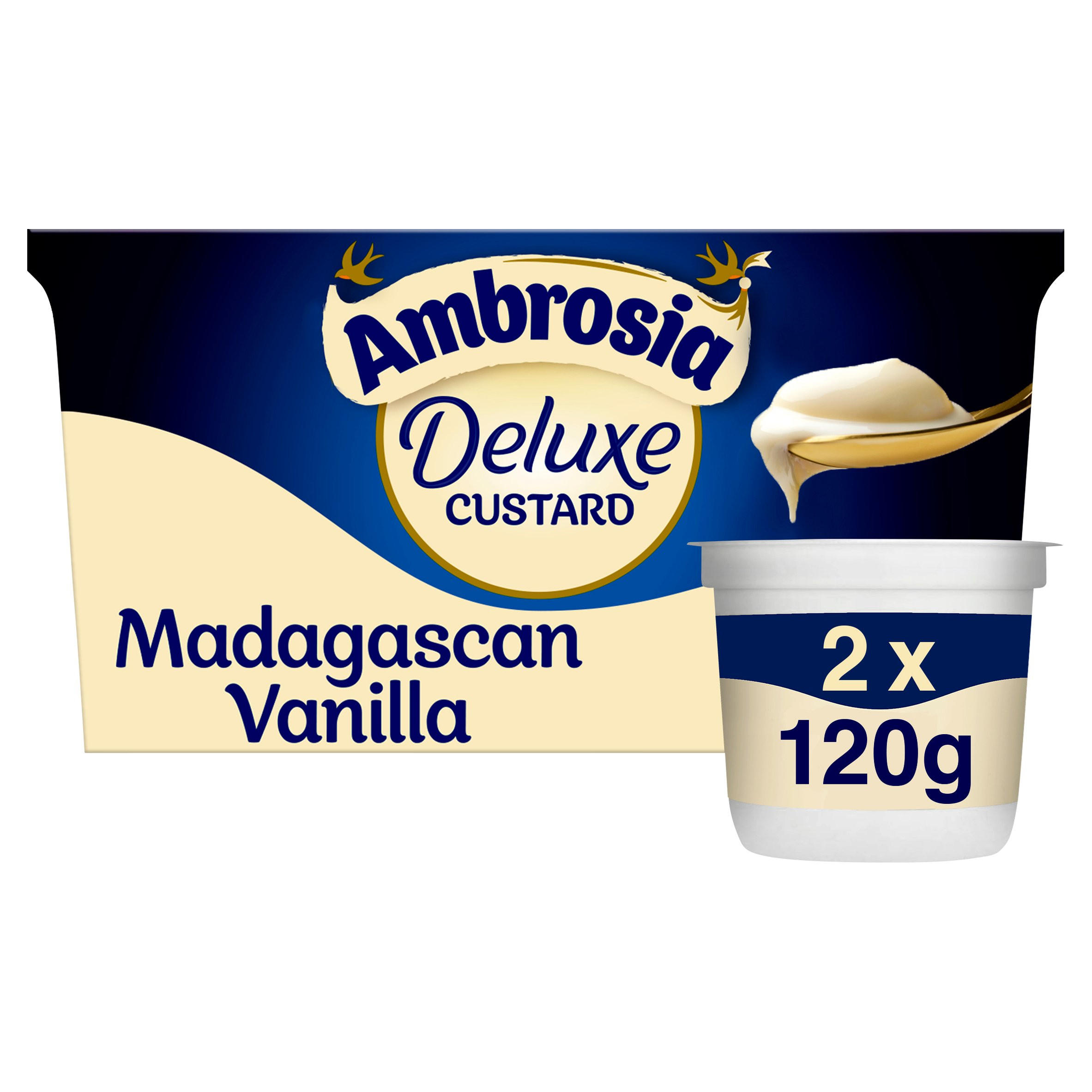 Ambrosia Ready To Eat Madagascan Vanilla Deluxe Custard Pots 2 x 120g
