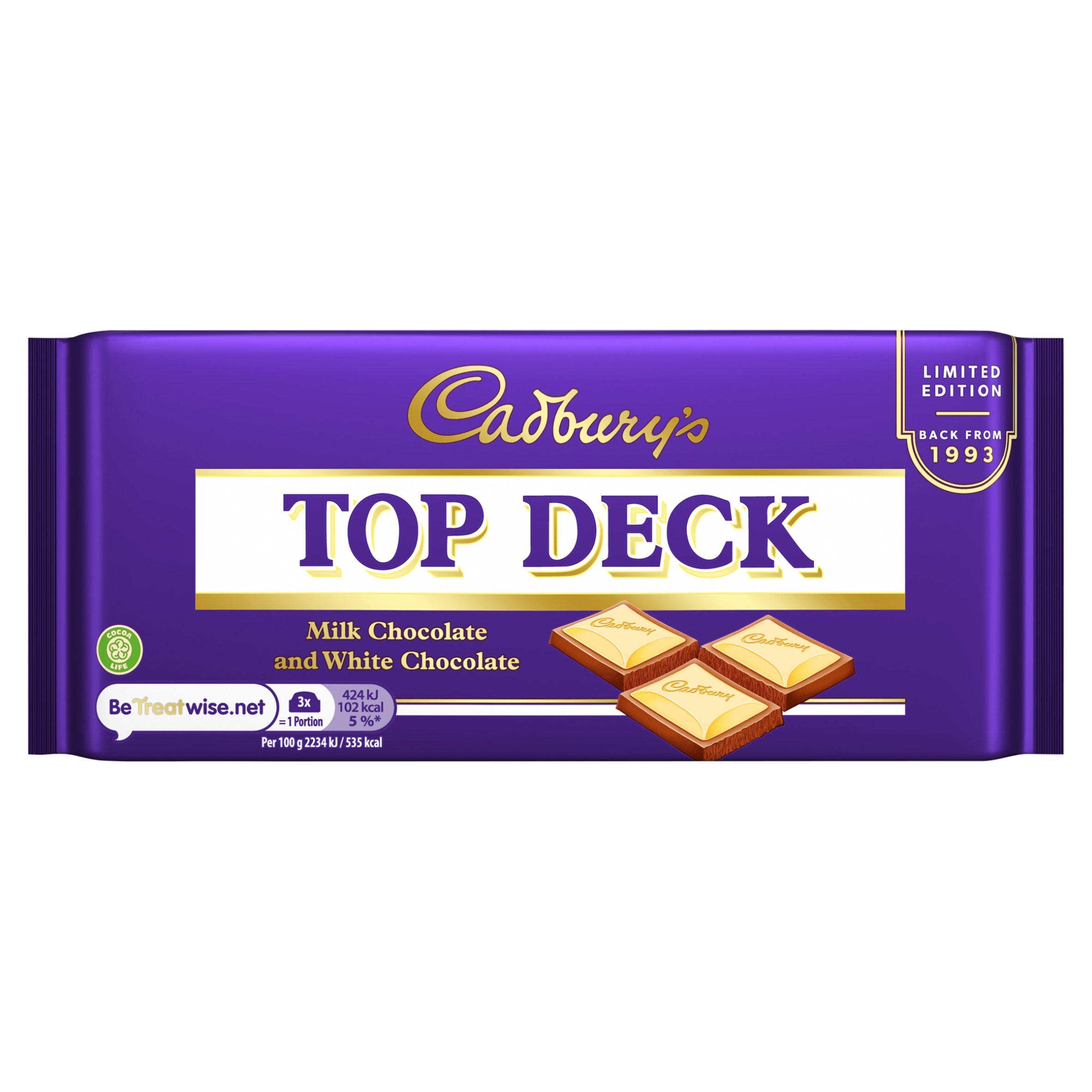 Cadburys Top Deck Milk Chocolate and White Chocolate 95g
