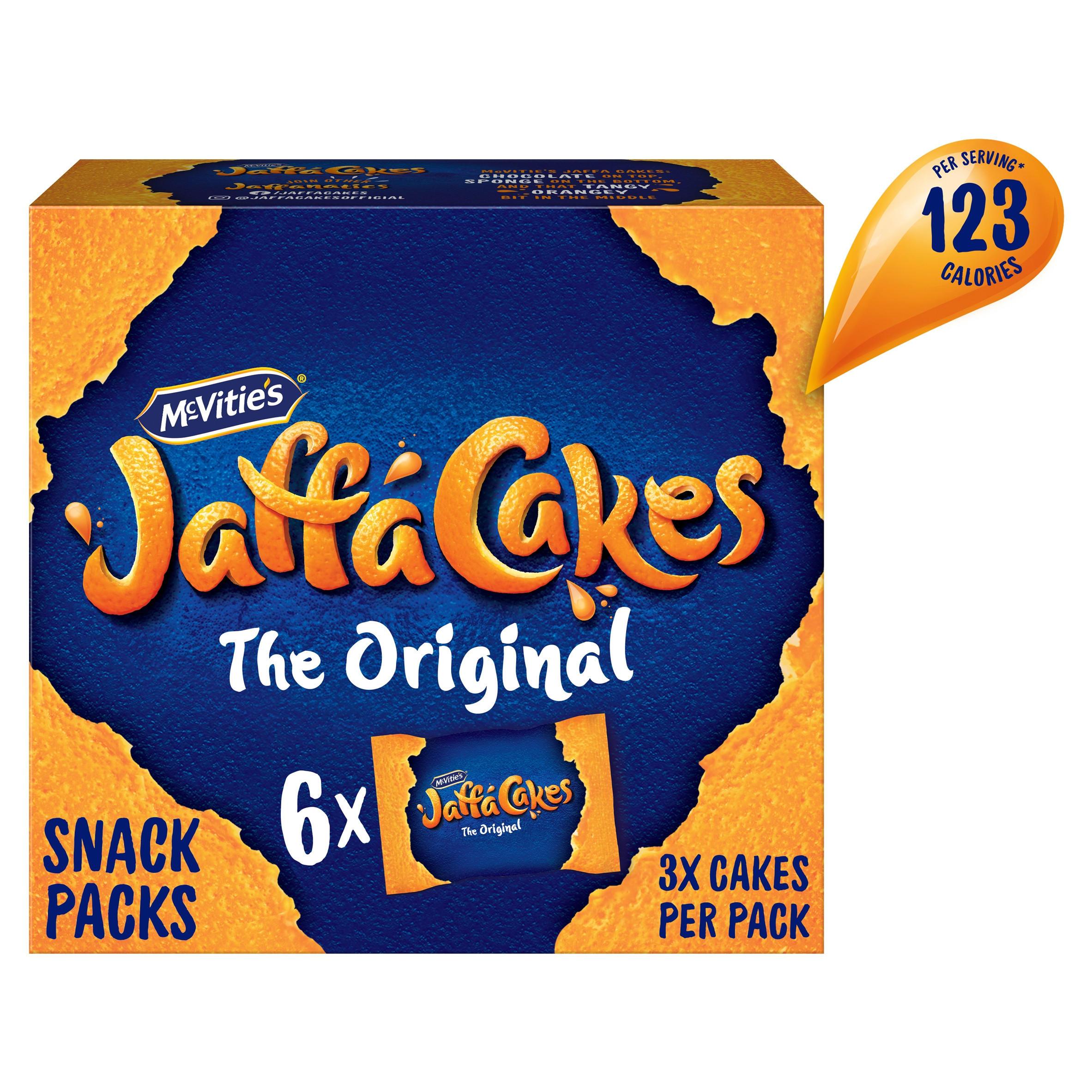 McVitie's Jaffa Cakes Original Chocolate Biscuits Snack Pack 6 x 3 Cakes, 198g