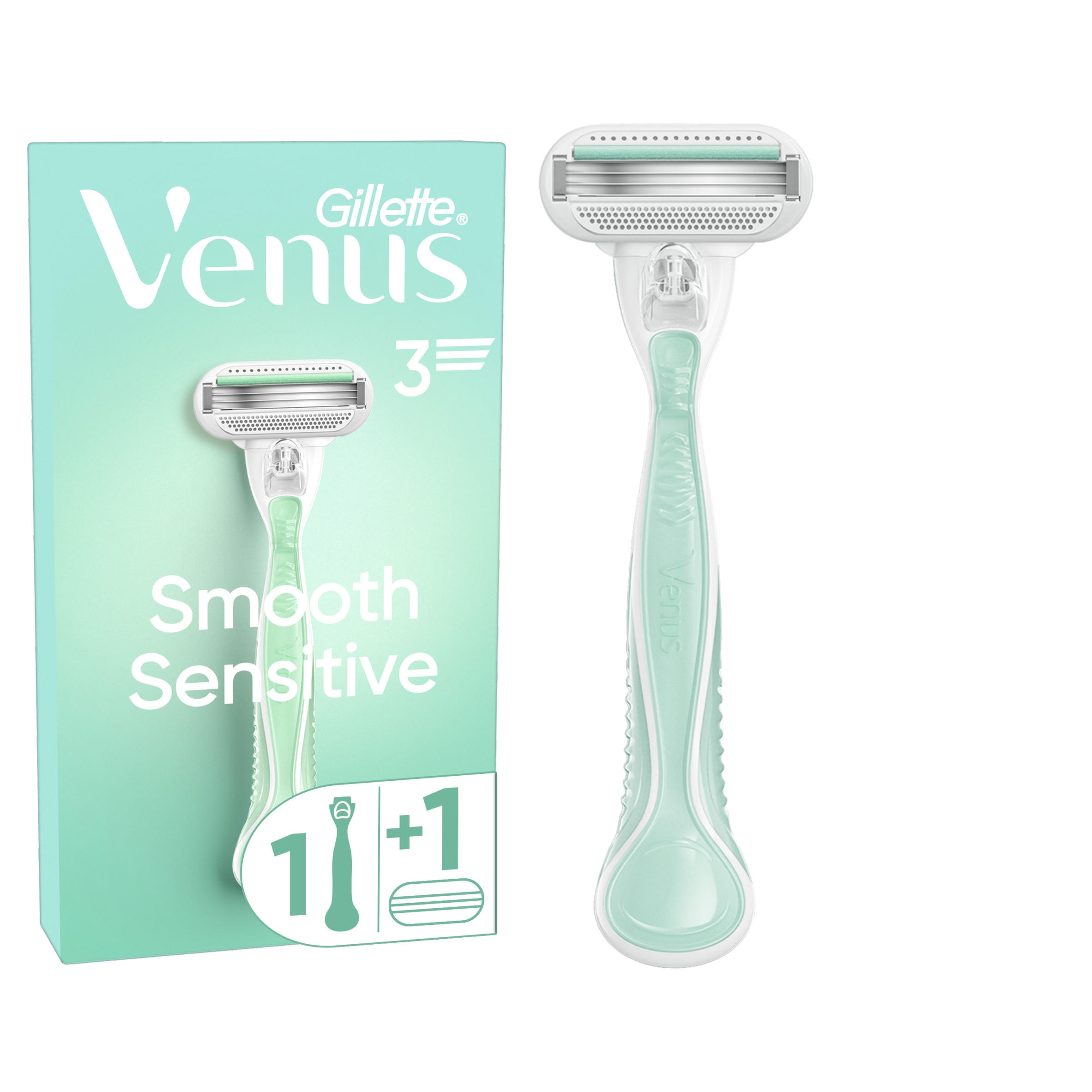 Gillette Venus Smooth Sensitive Women's Razor with 1 Refill Blades Cartridges