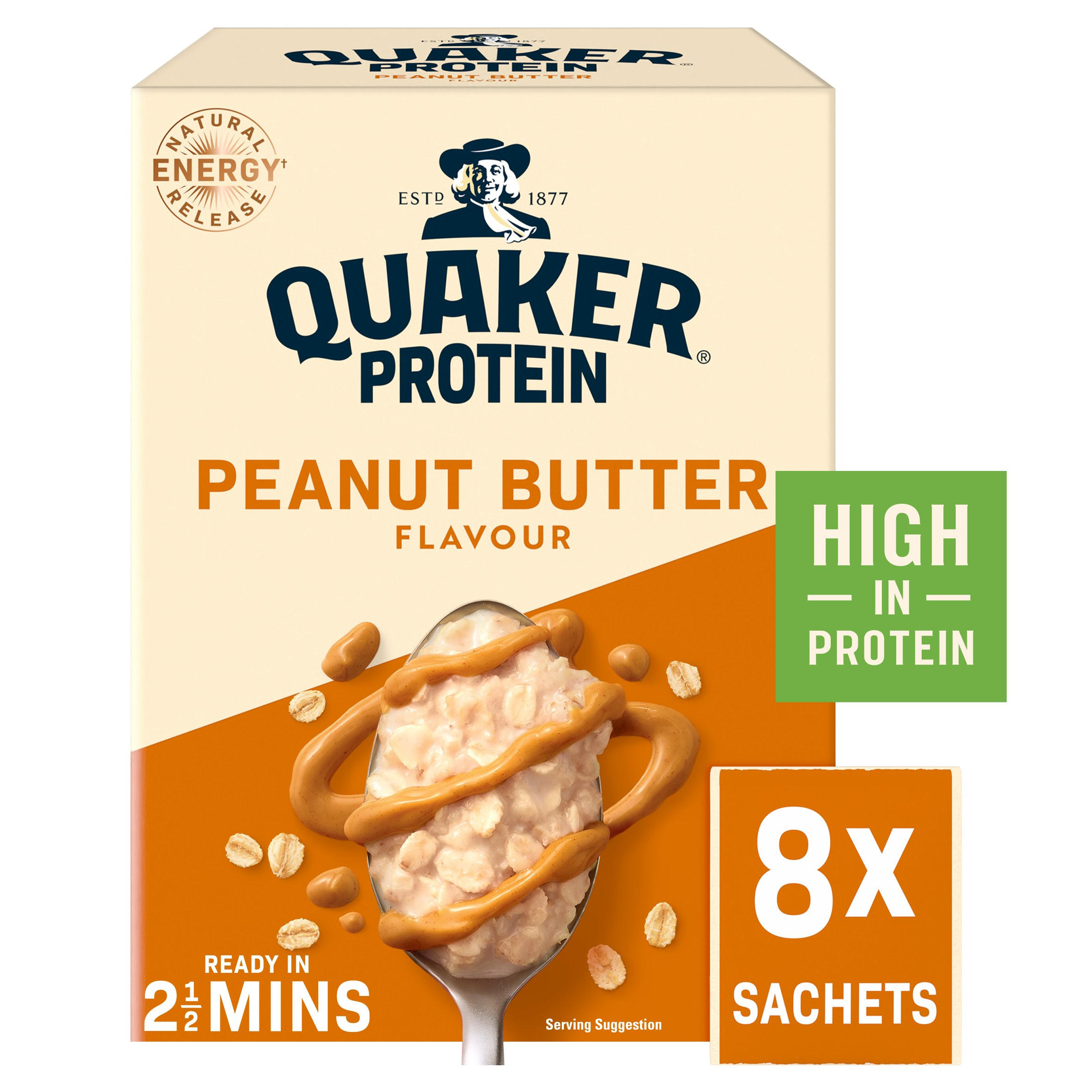 Quaker Oats High Protein Peanut Butter Porridge Sachets 8x43g