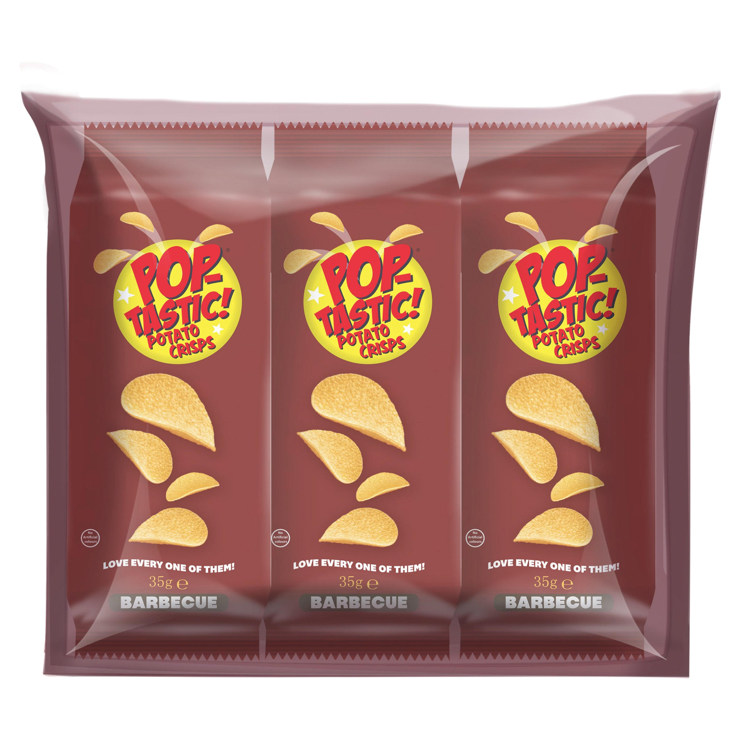 Pop-Tastic! Barbecue Potato Crisps 3 x 35g