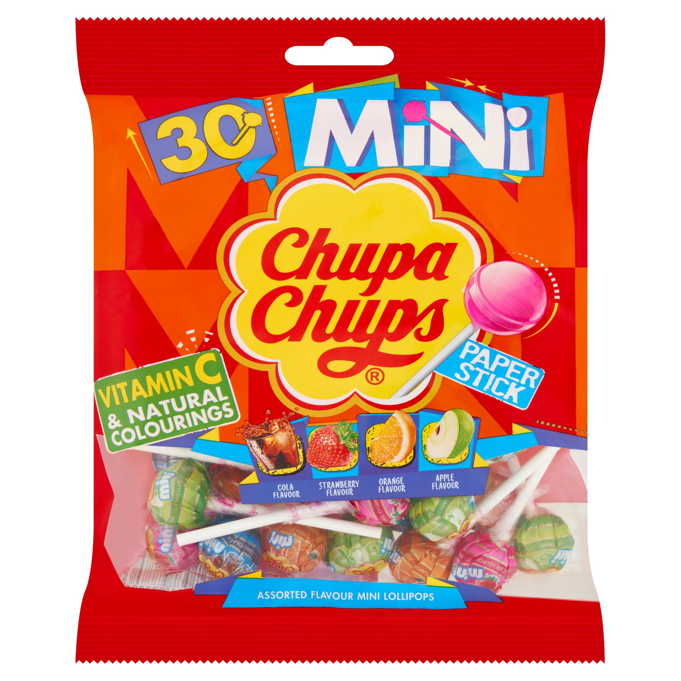 Chupa Chups Paper Stick 30 Assorted Flavour Mini Lollipops 180g