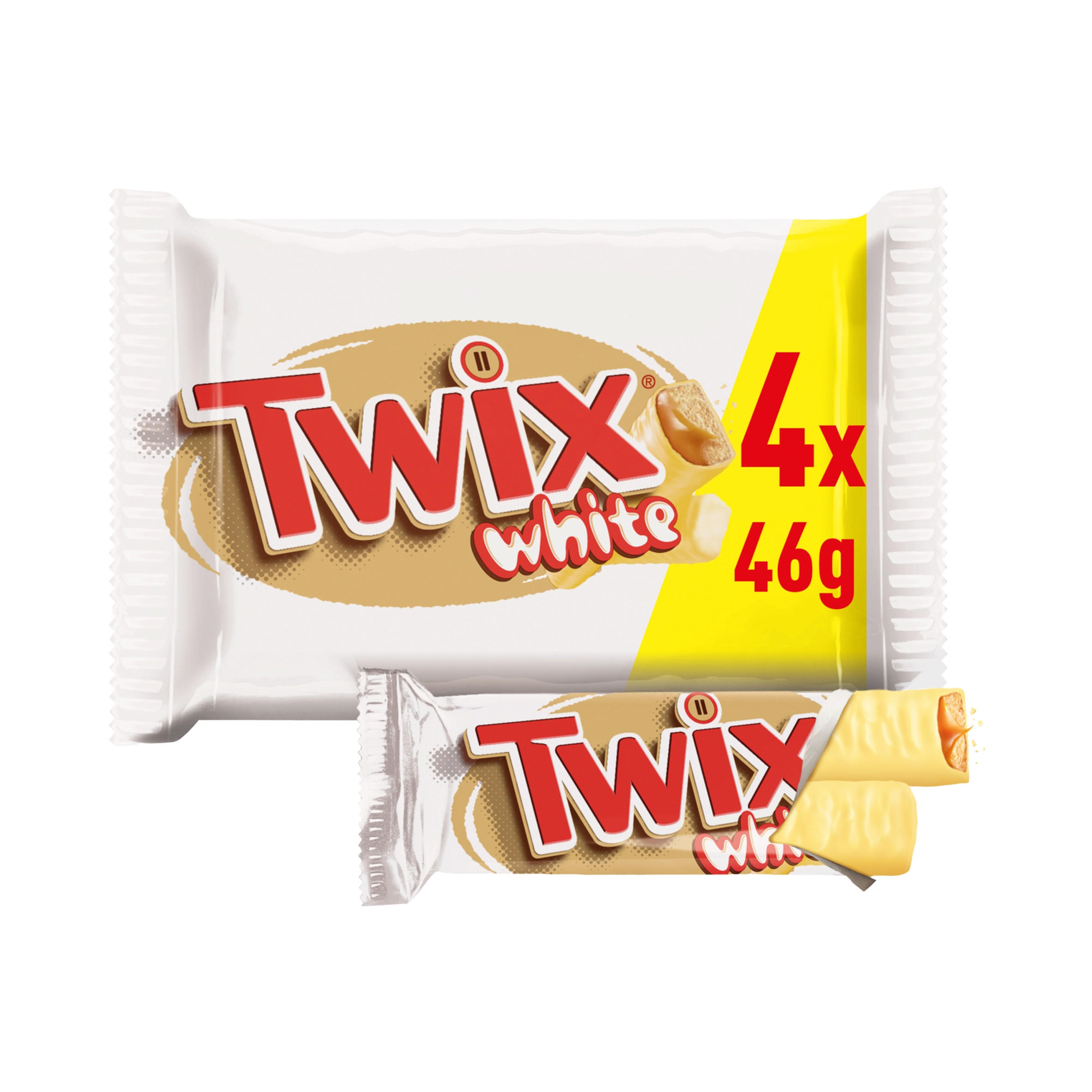 Twix Caramel & White Chocolate Fingers Biscuit Snack Bars Multipack 4 x 46g