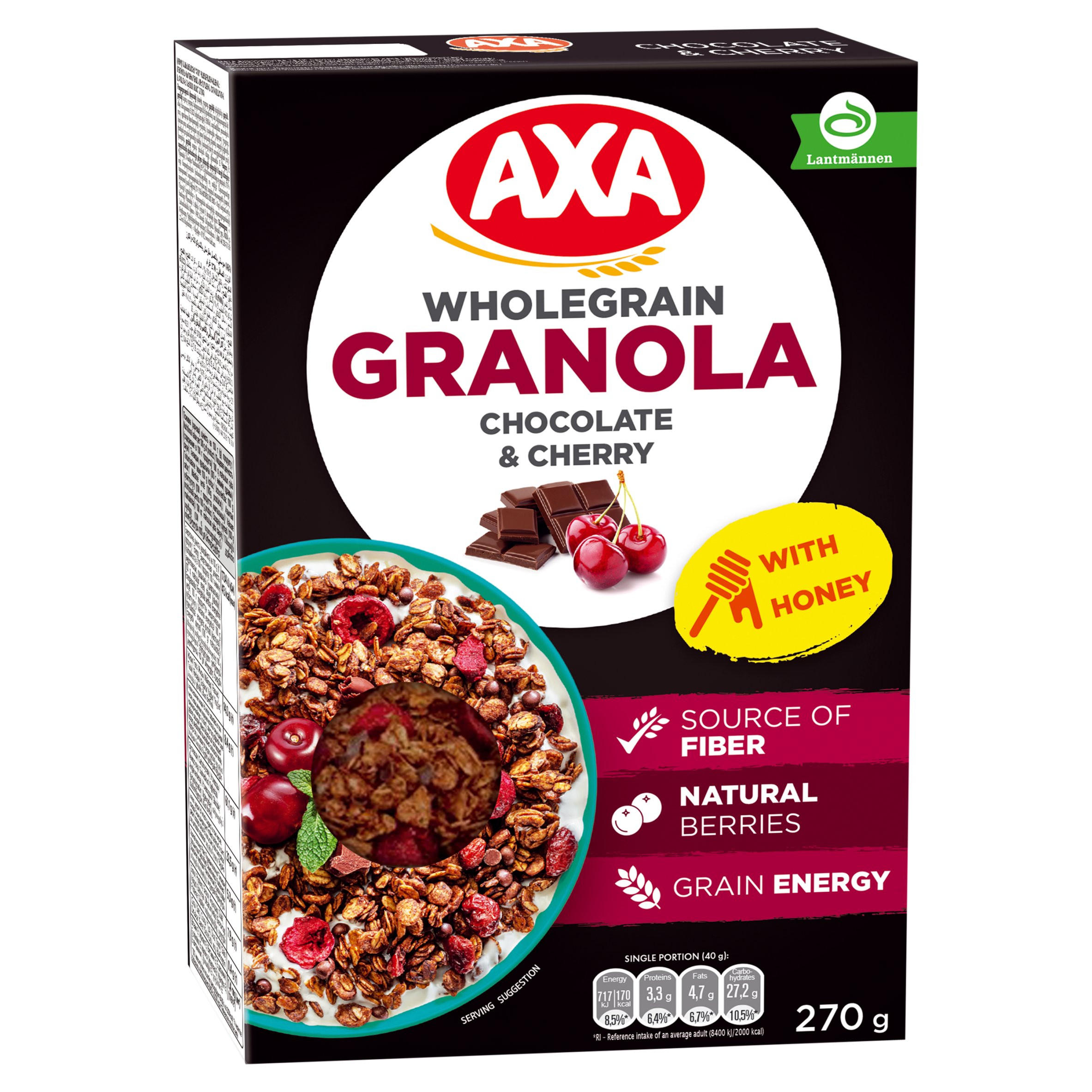 Axa Chocolate & Cherry Wholegrain Granola 270g