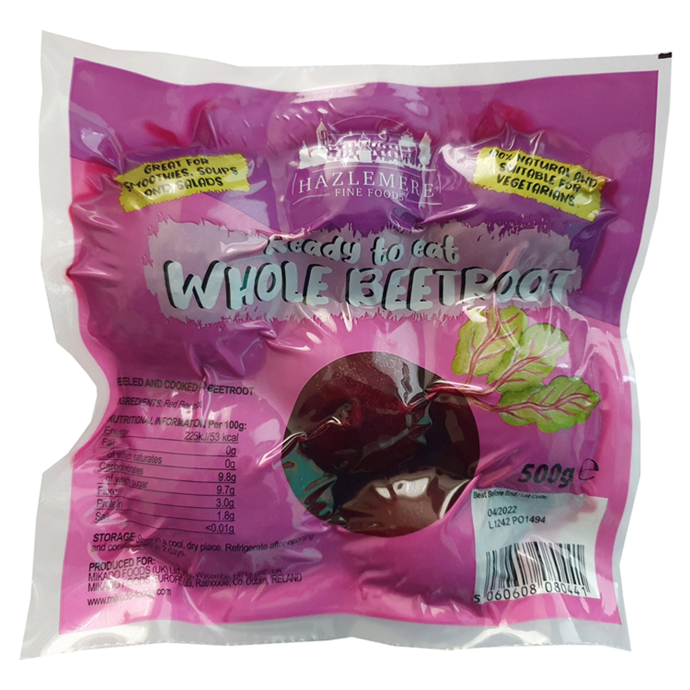 Hazlemere Fine Foods Whole Beetroot 500g