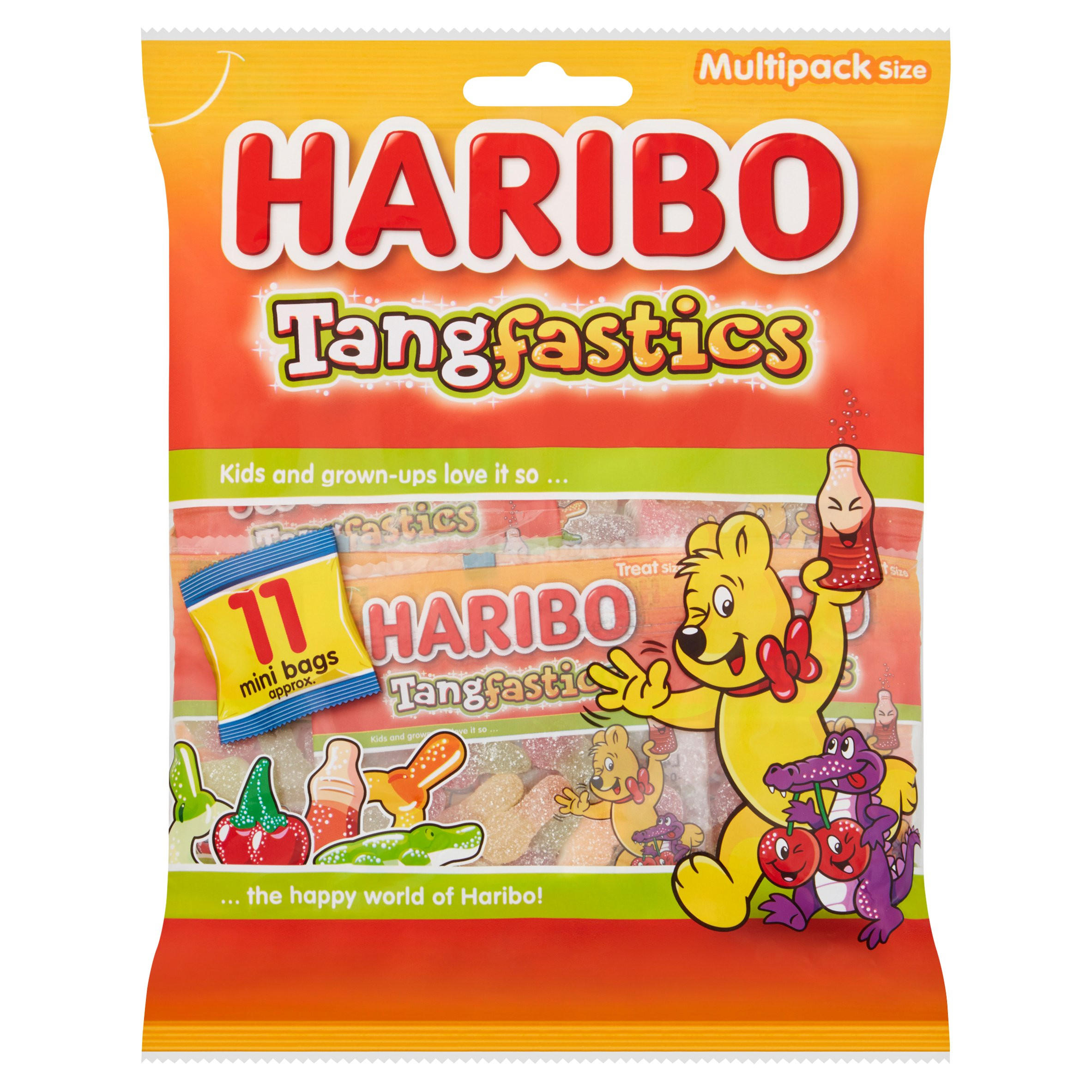 HARIBO Tangfastics Minis Fruit & Cola Flavour Fizzy Jelly Sweets 11 x 16g Fun Size Bags
