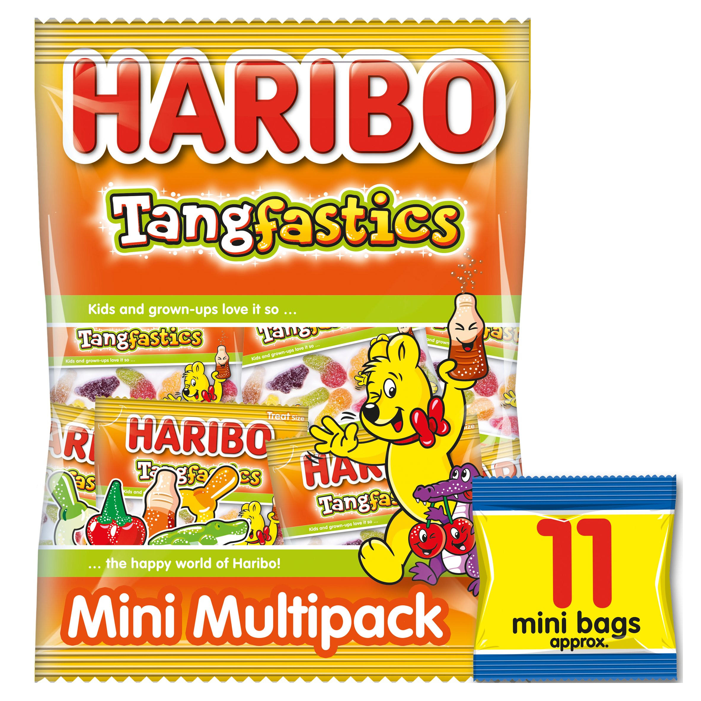 HARIBO Tangfastics Minis Fruit & Cola Flavour Fizzy Jelly Sweets 11 x 16g Fun Size Bags