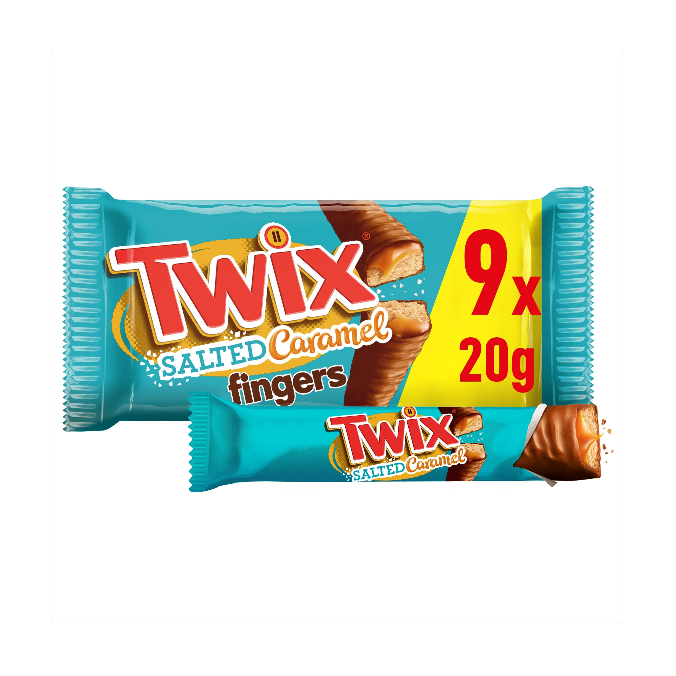 Twix Salted Caramel & Milk Chocolate Fingers Biscuit Snack Bars Multipack 9x20g