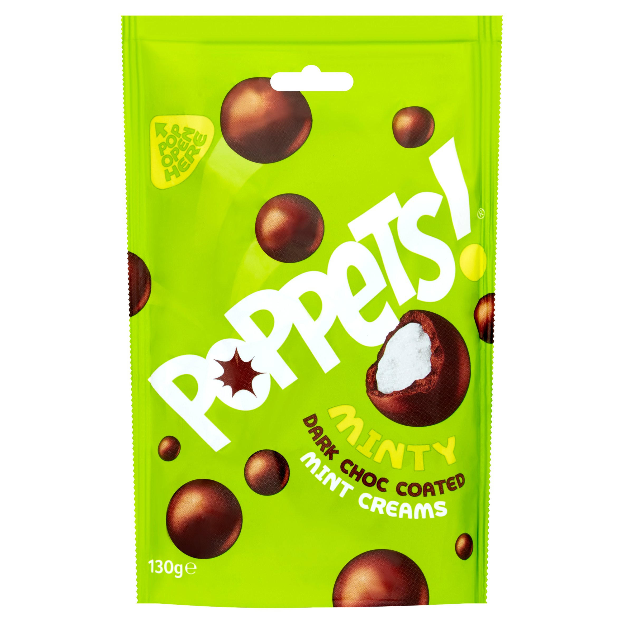 Poppets Minty Dark Choc Coated Mint Creams 130g