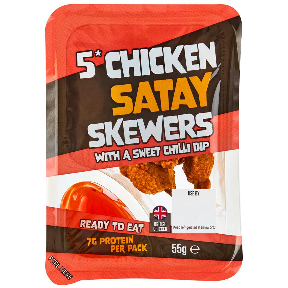 Chicken Satay Skewer and Sweet Chilli Dip 5pk 55g