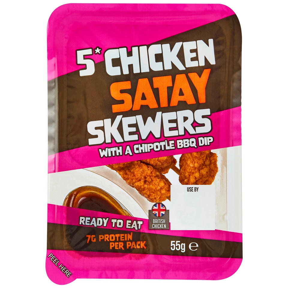 Chicken Satay Skewer with a chipotle BBQ Dip 5pk 55g