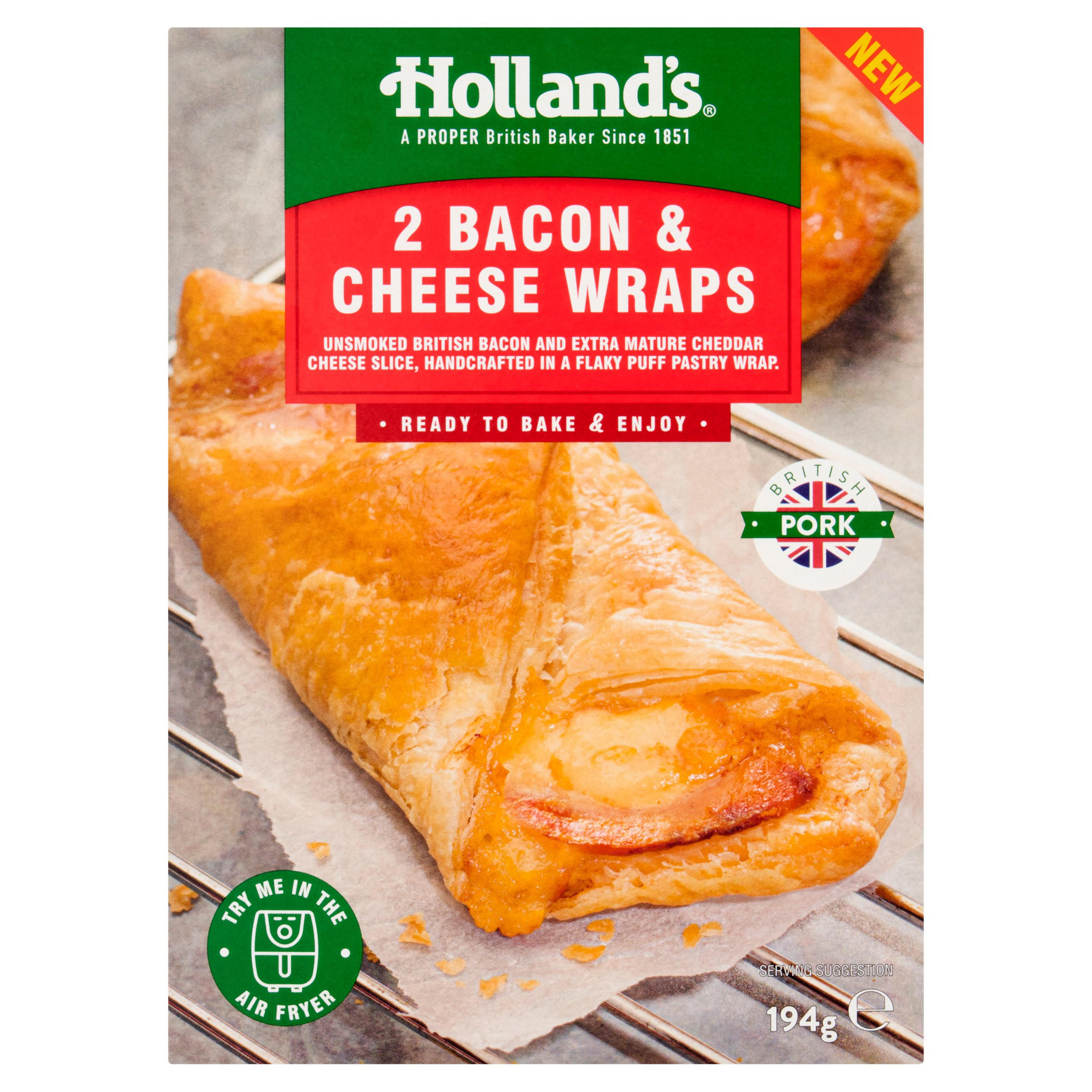 Holland's 2 Bacon & Cheese Wraps 194g