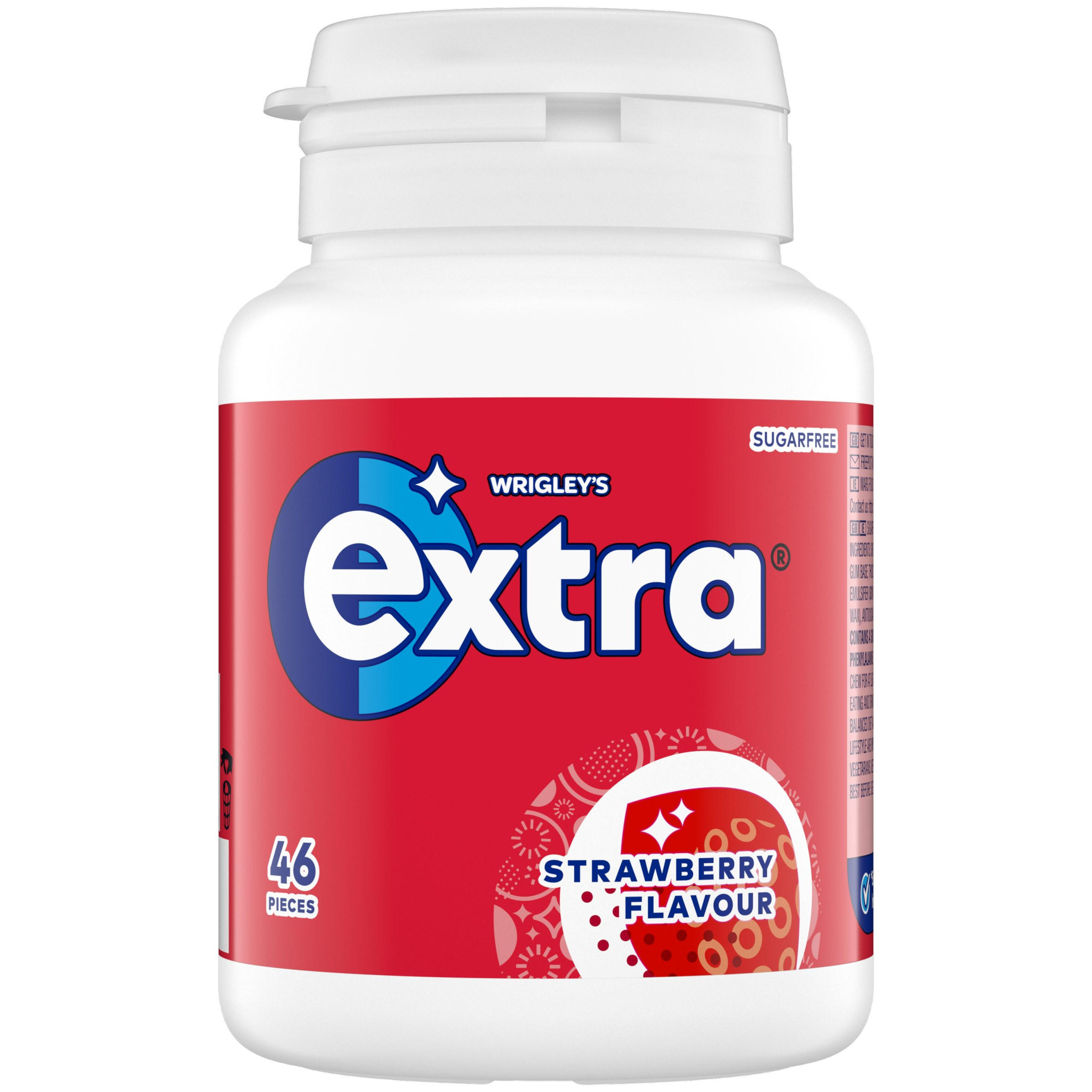 Extra Strawberry Flavour Sugarfree Chewing Gum Bottle 46 Pieces