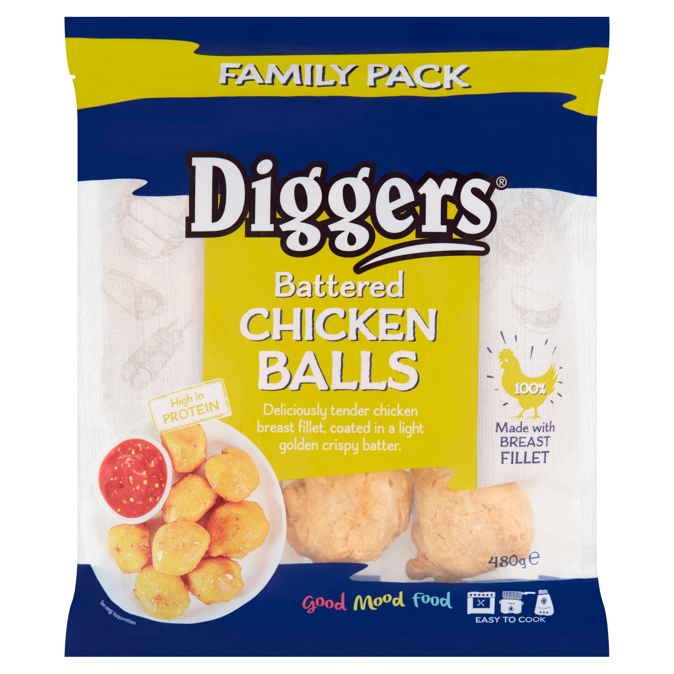 Diggers Battered Chicken Balls Family Pack 480g
