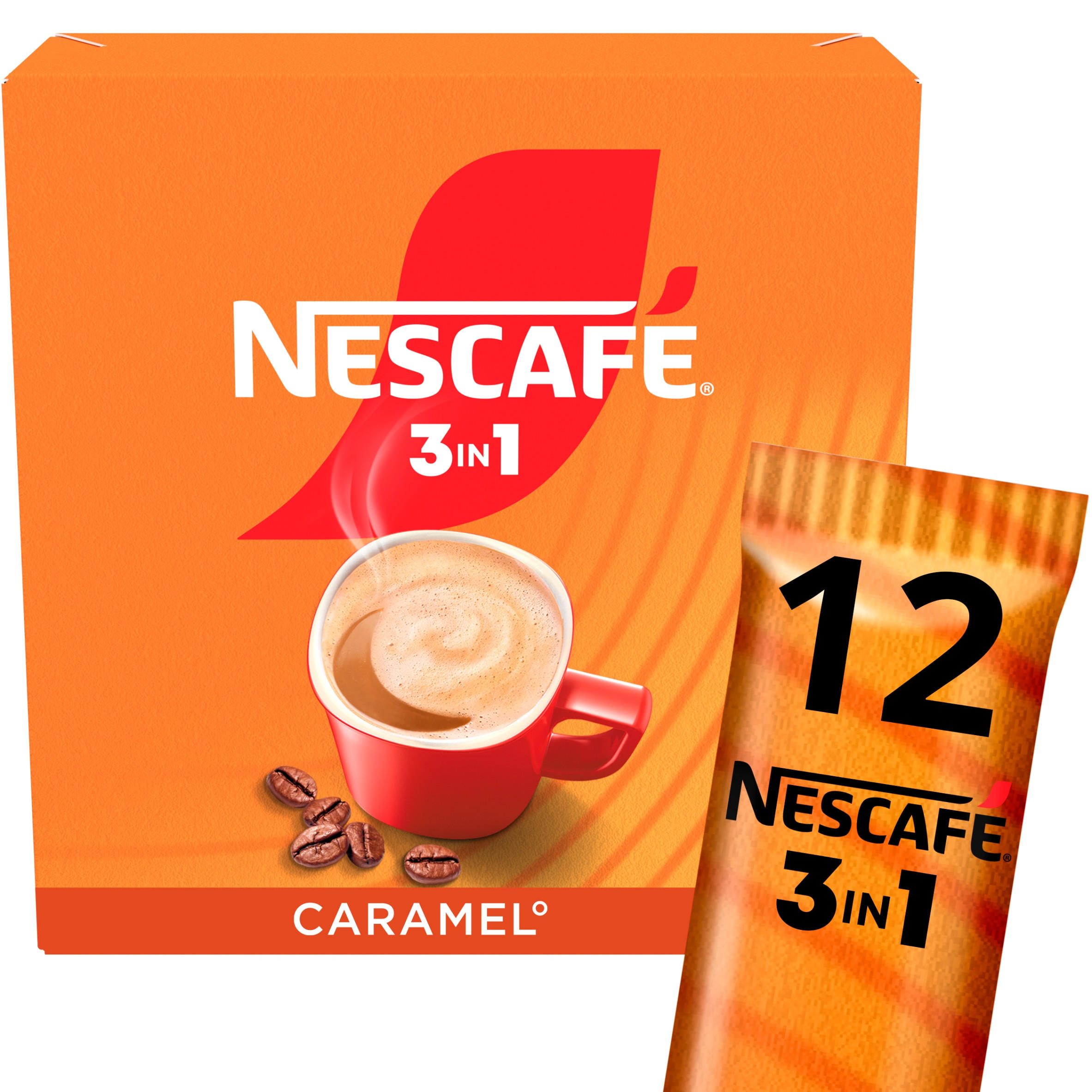 Nescafe 3in1 Caramel Instant Coffee Sachets 12 x 16g