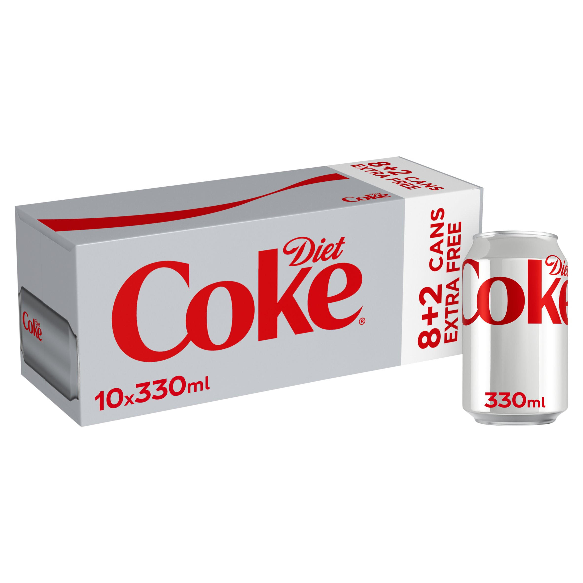 Diet Coke 10 x 330ml (8 x 330ml + 2 x 330ml Extra Free)