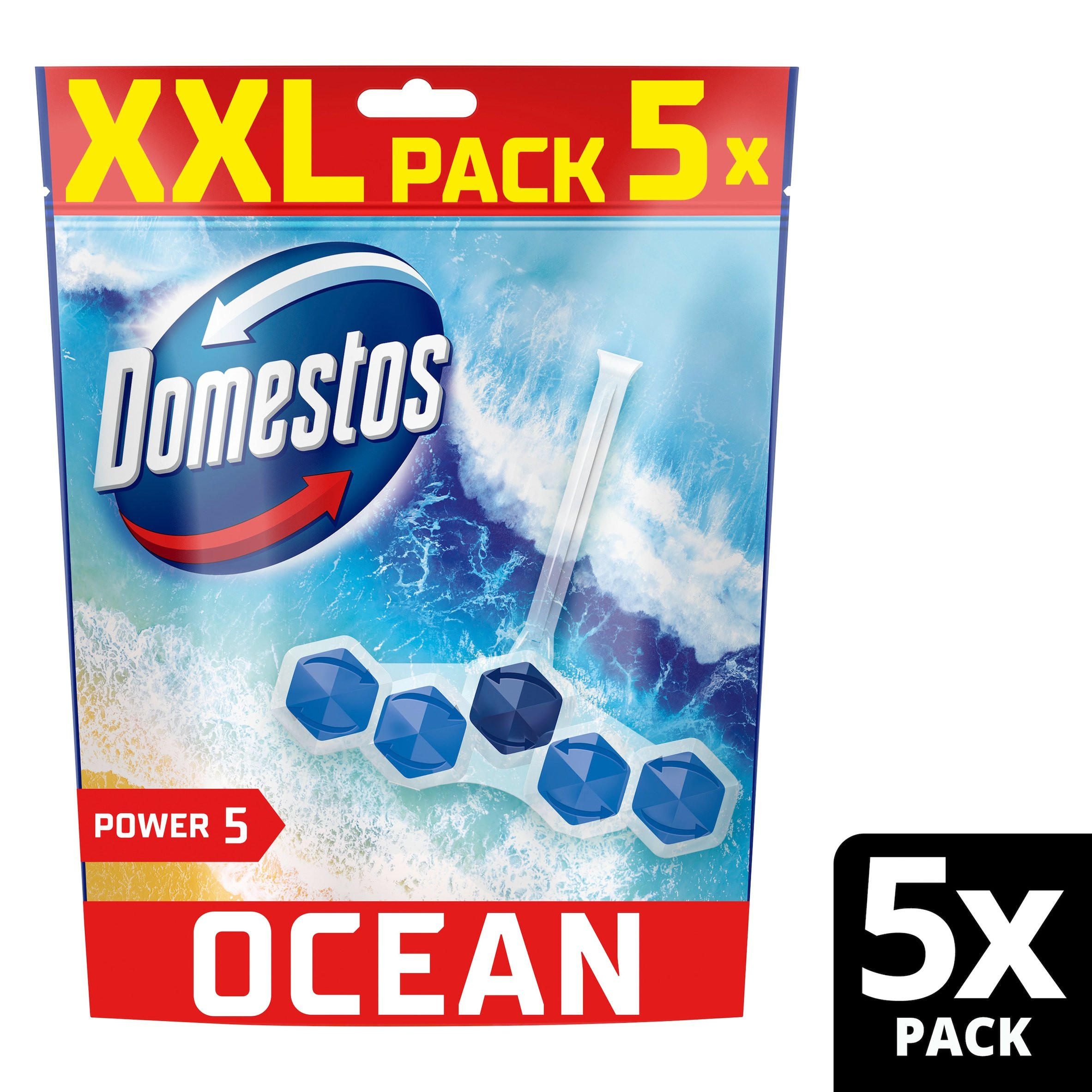 Domestos Power 5 Toilet Rim Blocks Ocean 5x 50 g