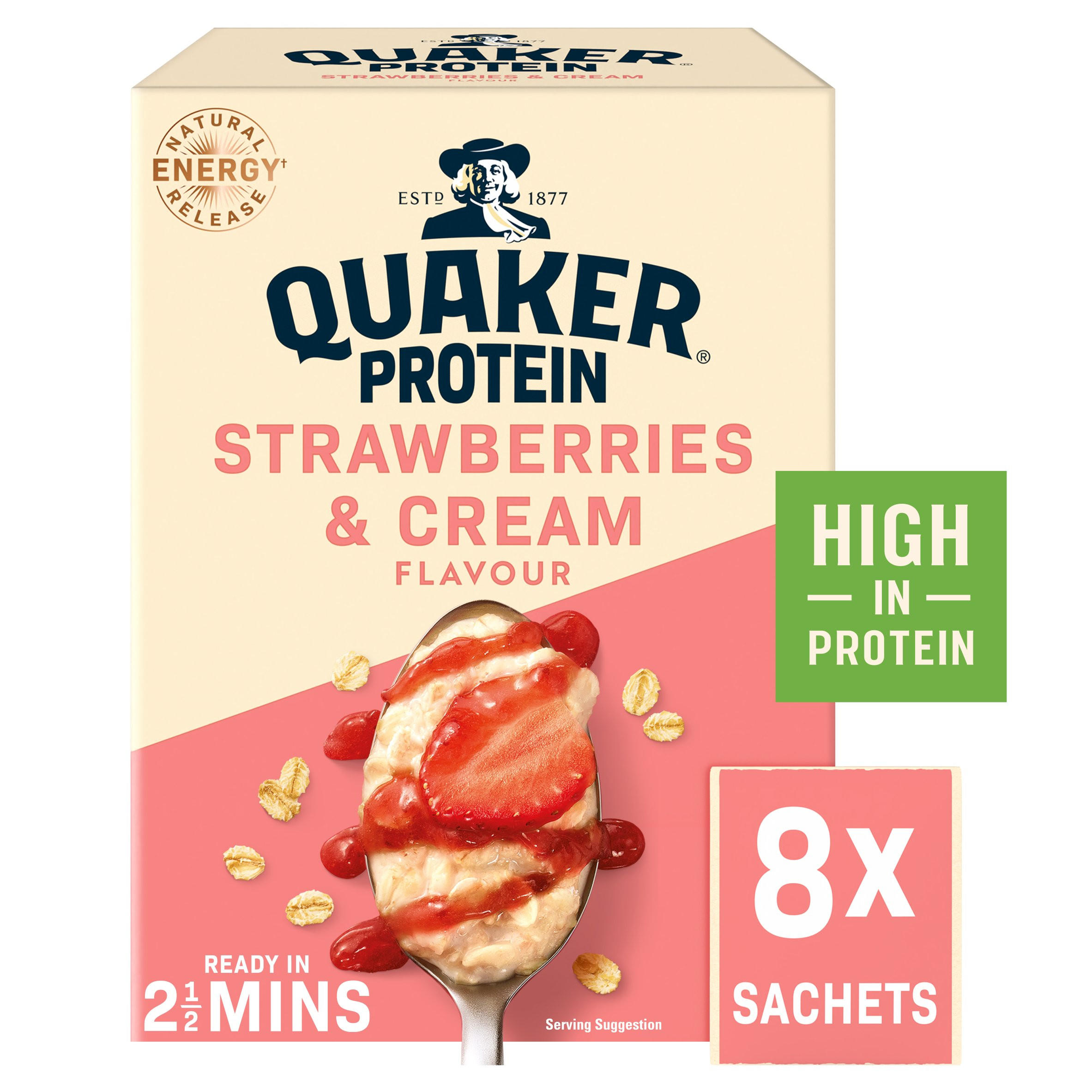 Quaker Oats High Protein Strawberries & Cream Porridge Sachets 335g