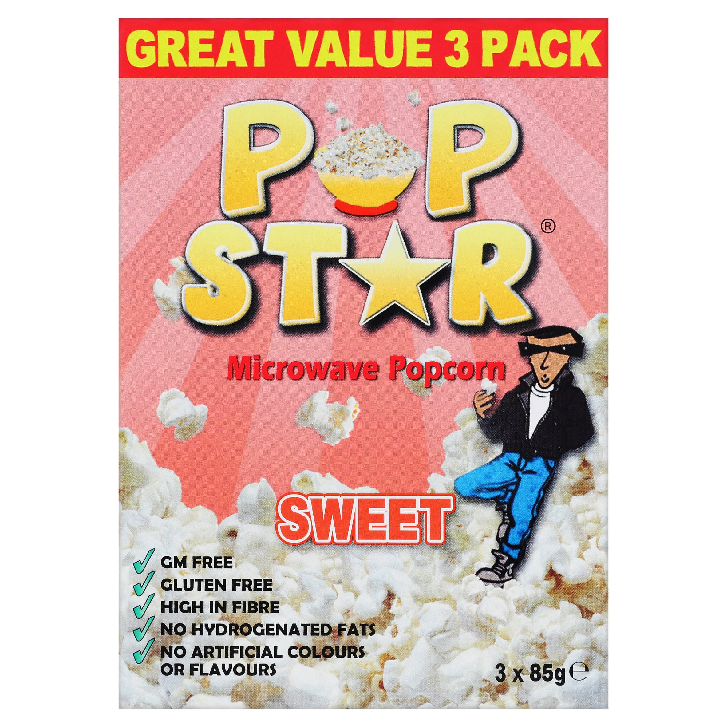 Pop Star Sweet Microwave Popcorn 3 x 85g