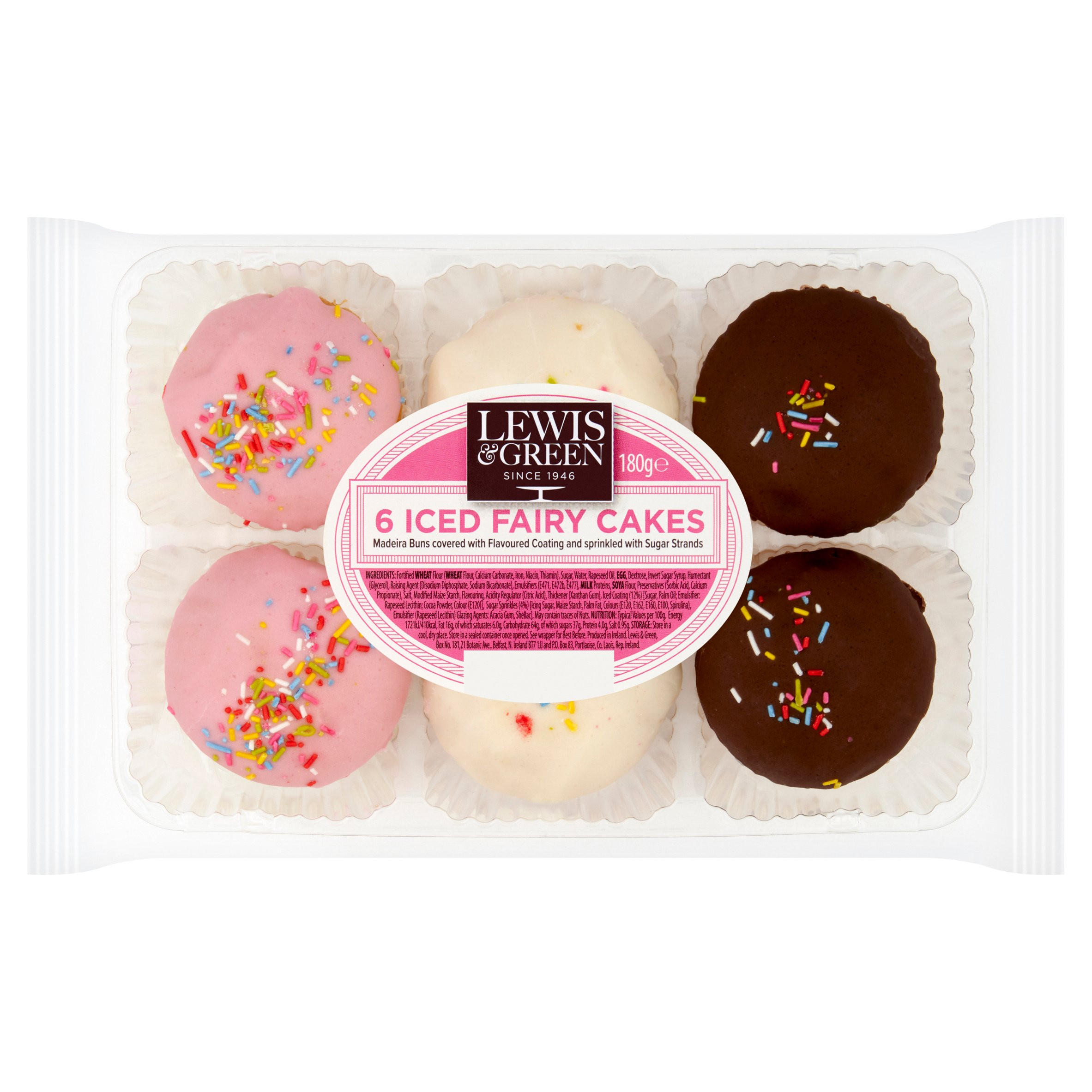 Lewis & Green 6 Iced Fairy Cakes 180g