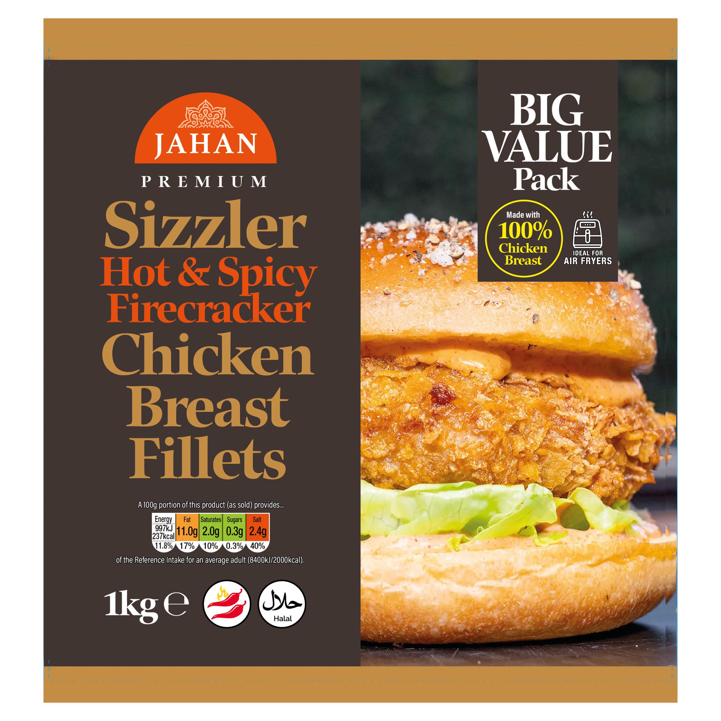 Jahan Premium Hot & Spicy Firecracker Sizzler Chicken Breast Fillets 1kg