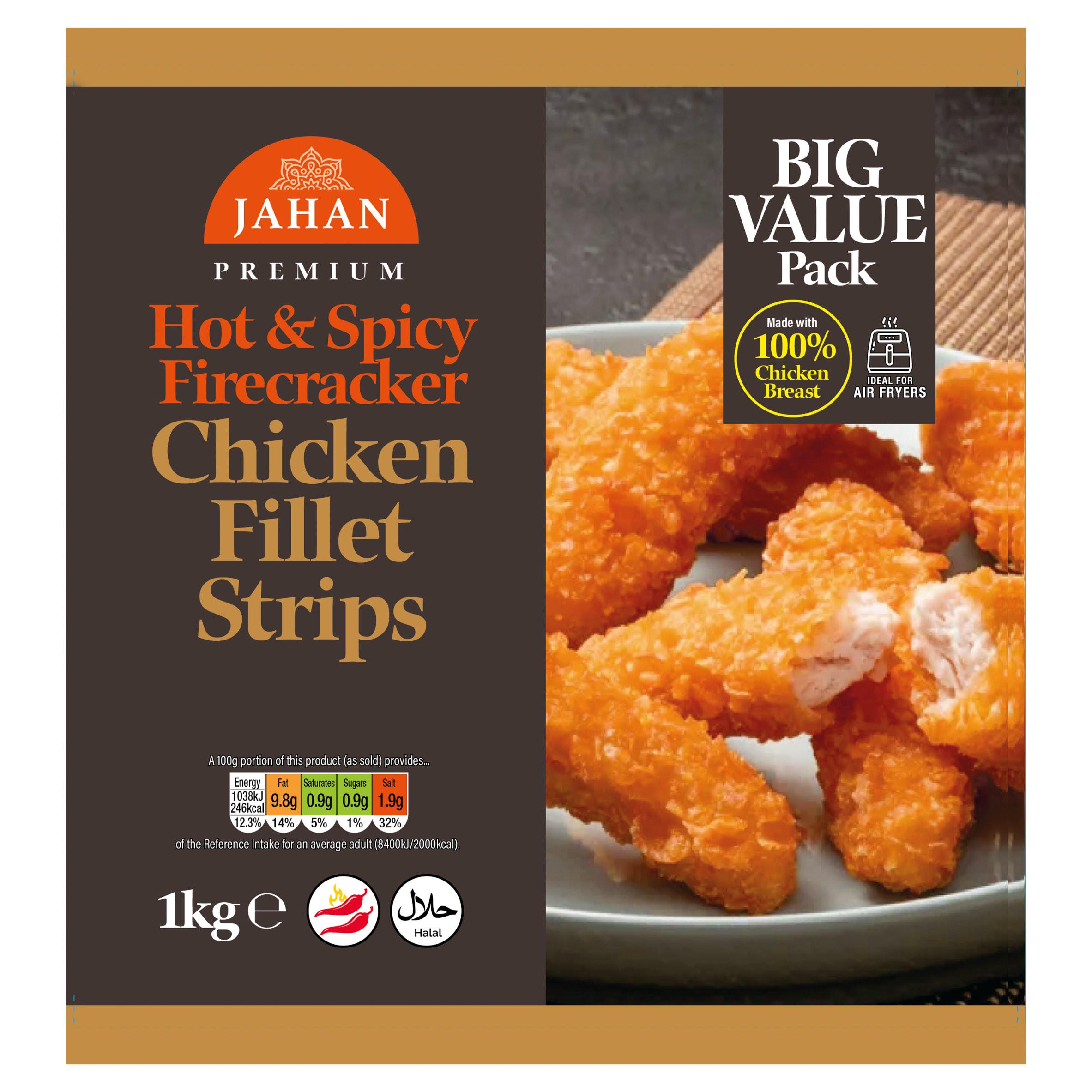 Jahan Premium Hot & Spicy Firecracker Chicken Fillet Strips 1kg