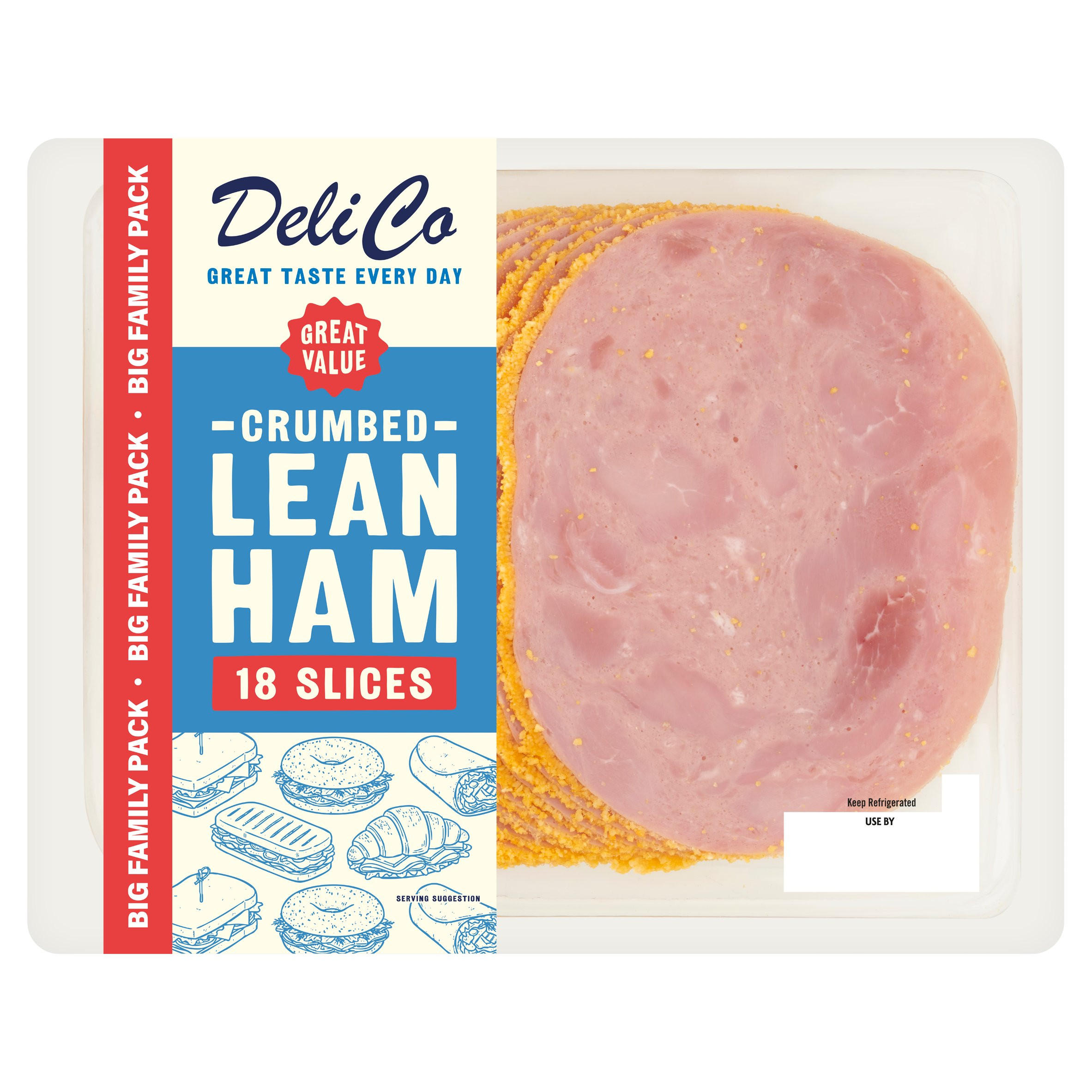 Deli Co 18 Crumbed Lean Ham Slices 360g