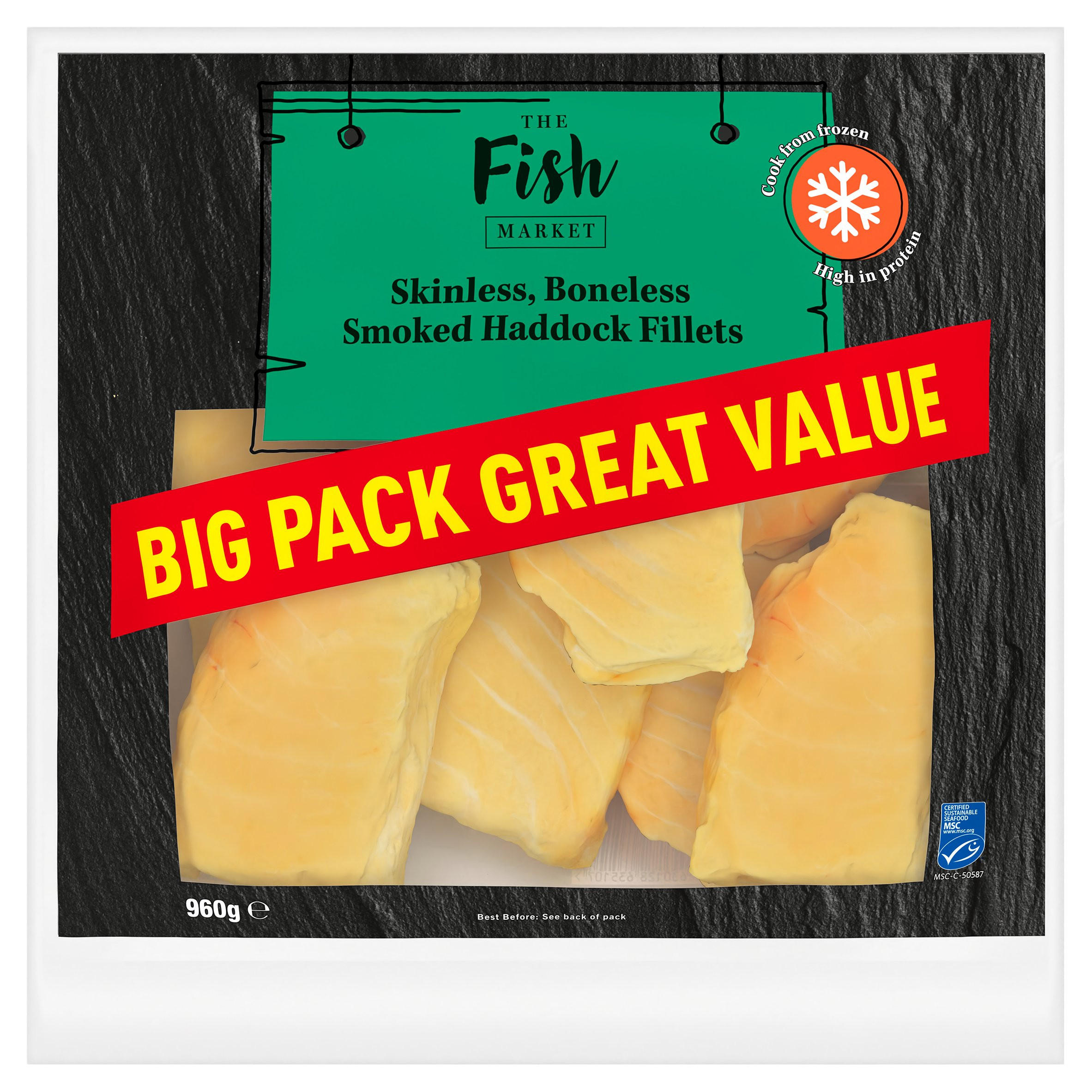 The Fish Market Skinless, Boneless Smoked Haddock Fillets 960g