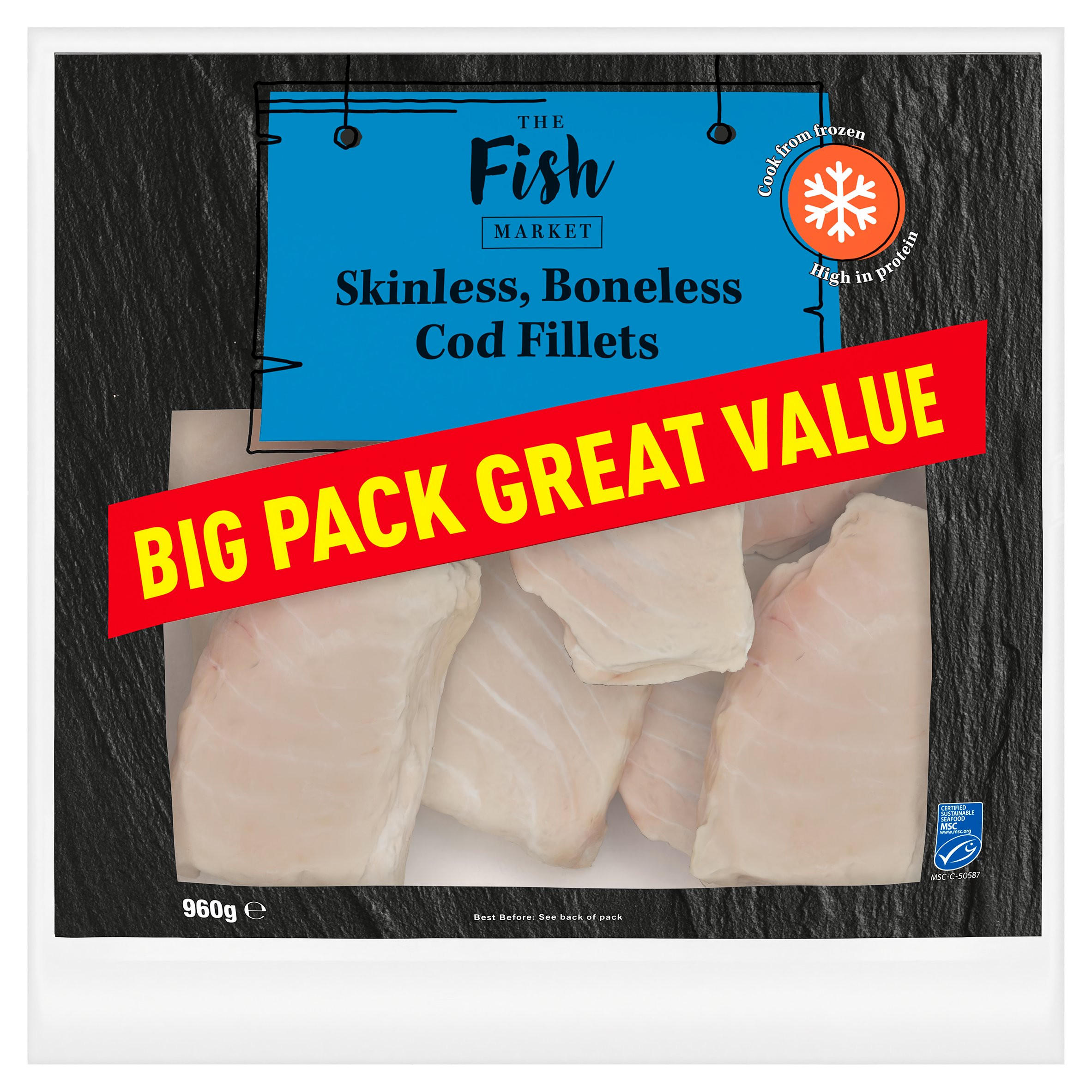 The Fish Market Skinless, Boneless Cod Fillets 960g